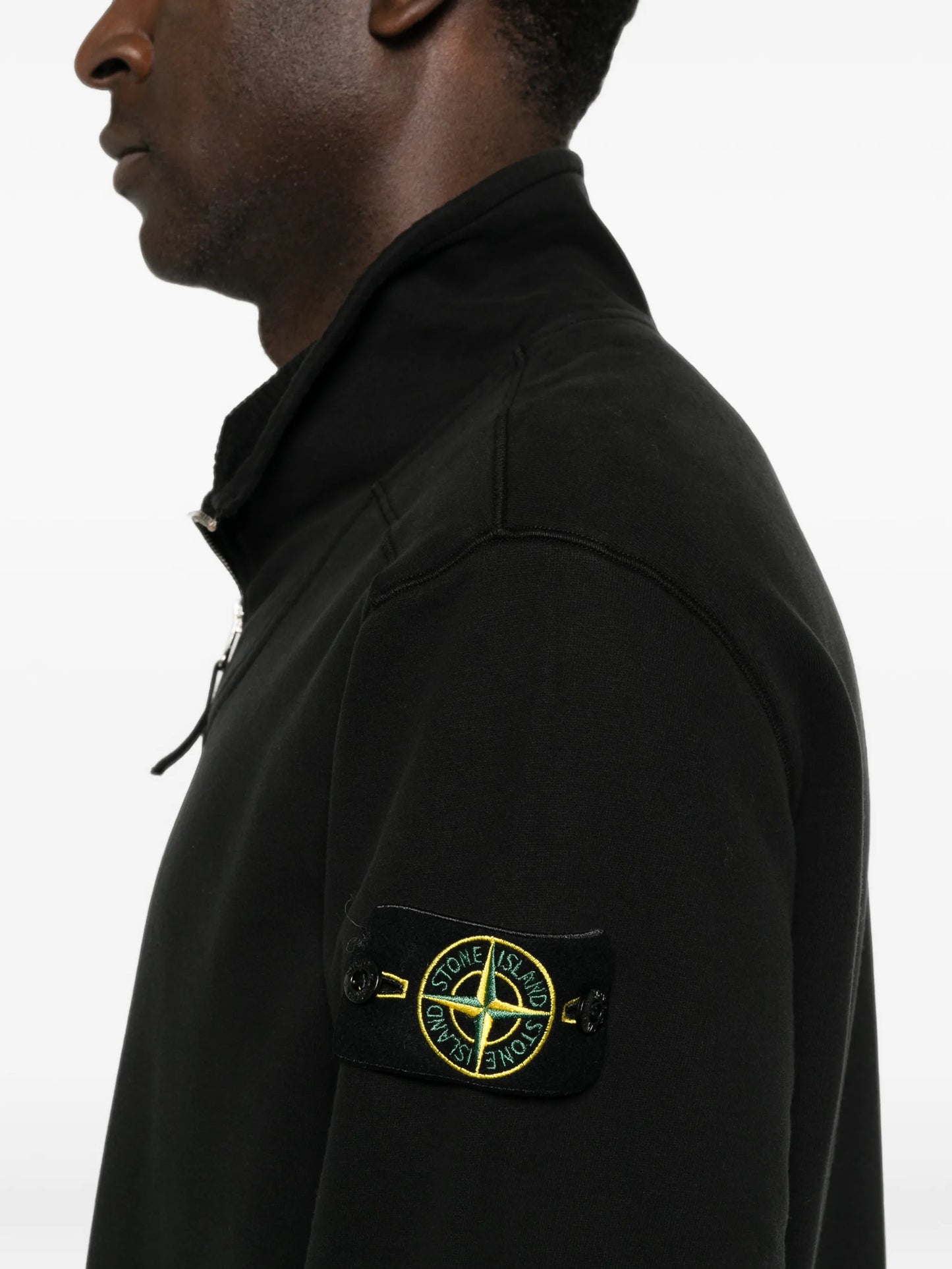 Compass-patch quarter-zip sweater