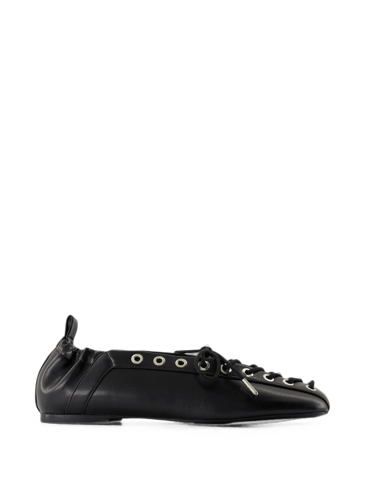 eyelet-embellished lace-up ballet flats