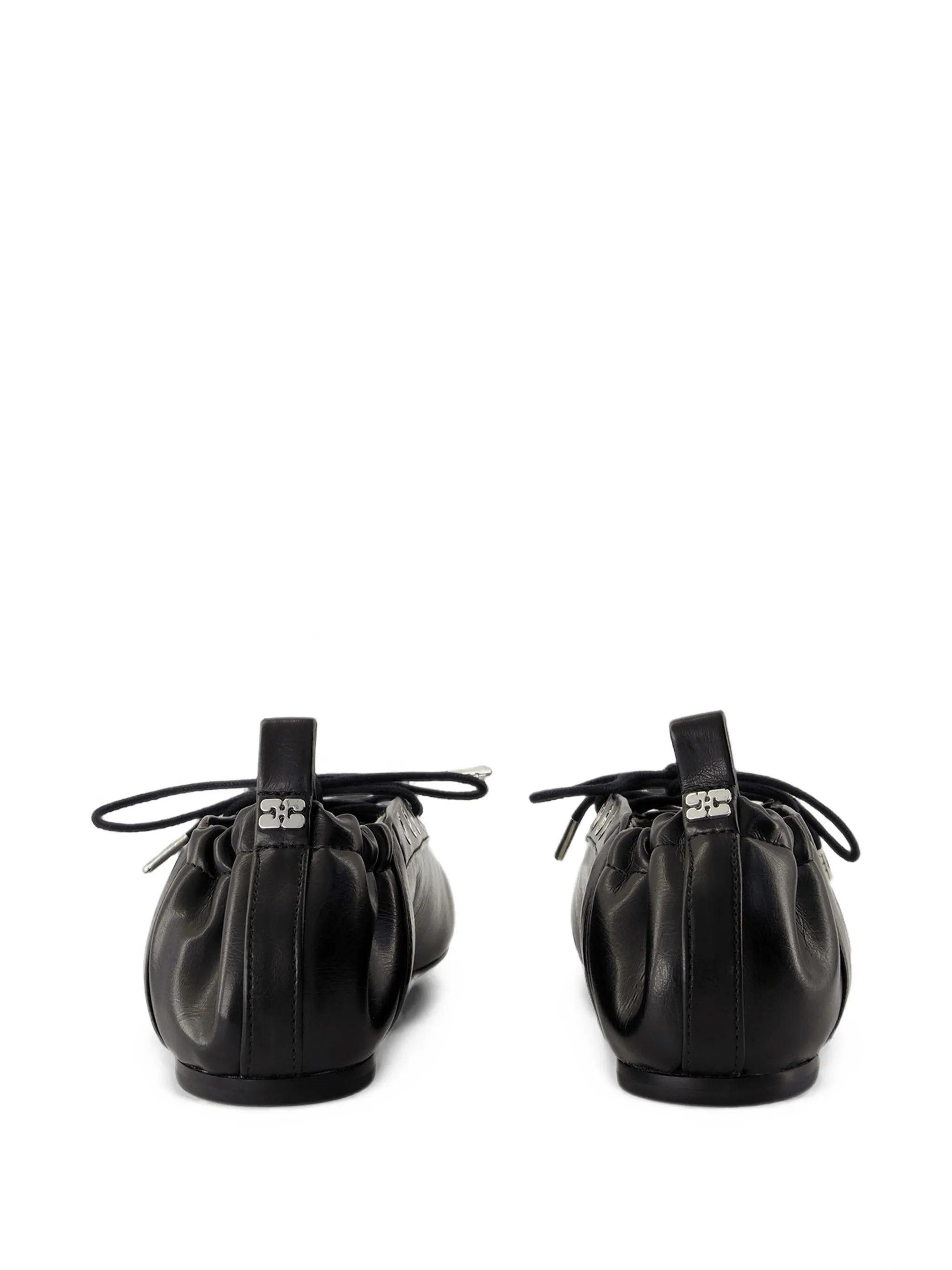 eyelet-embellished lace-up ballet flats