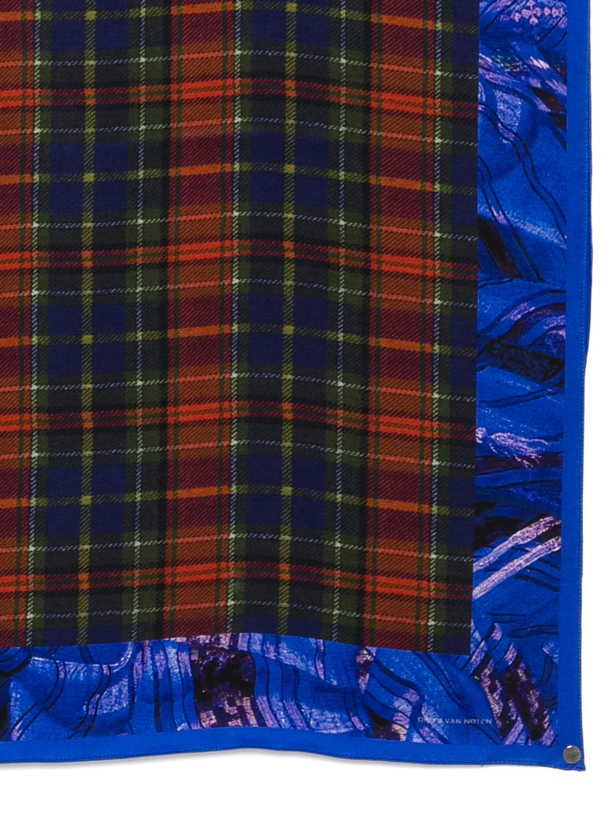 tartan-print floral-print scarf