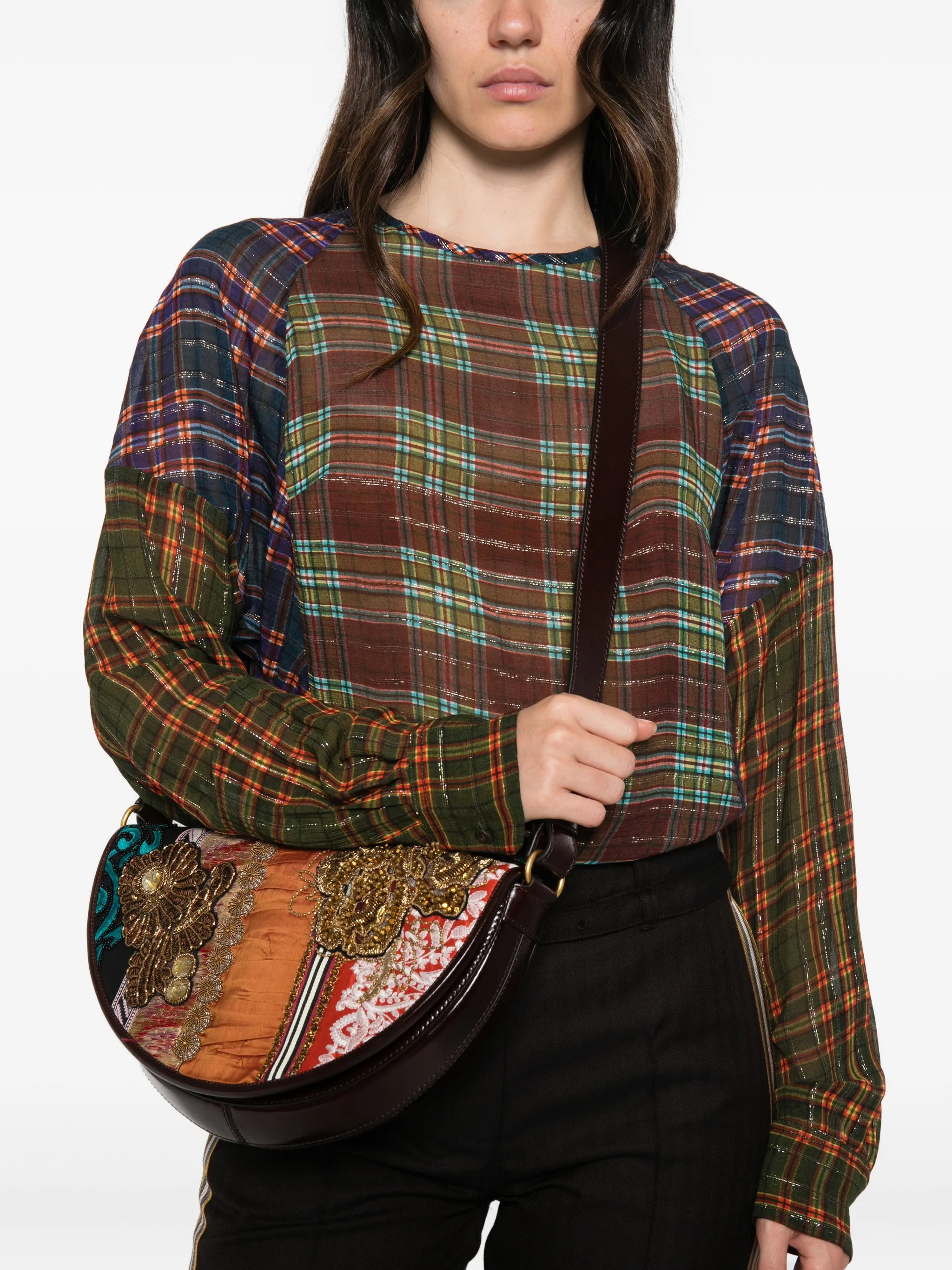 Arc embellished shoulder bag