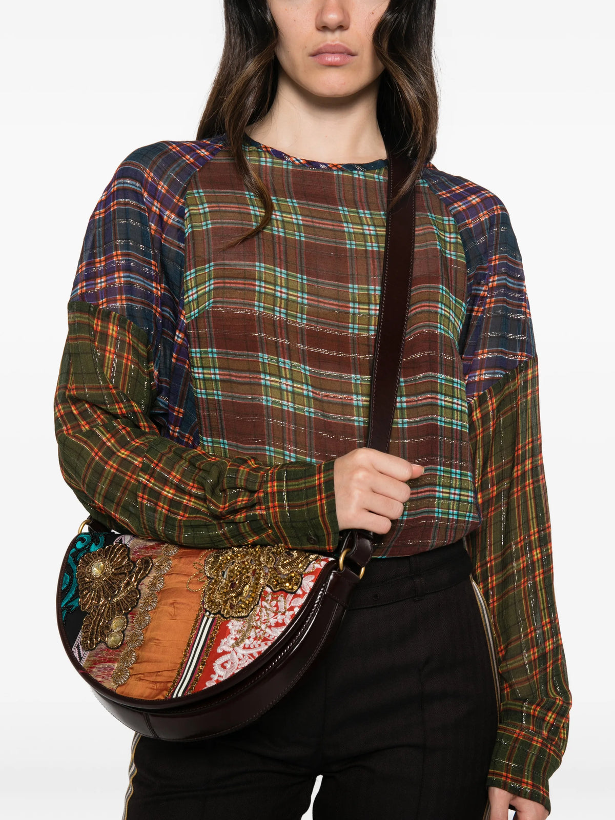 Arc embellished shoulder bag