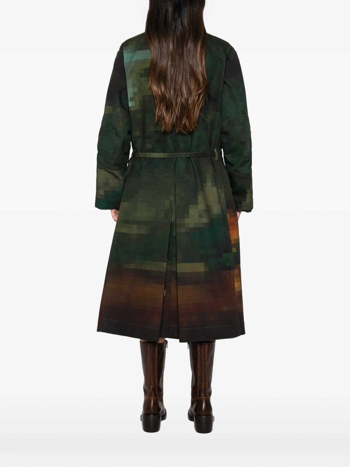 pixelated painting-print trench coat
