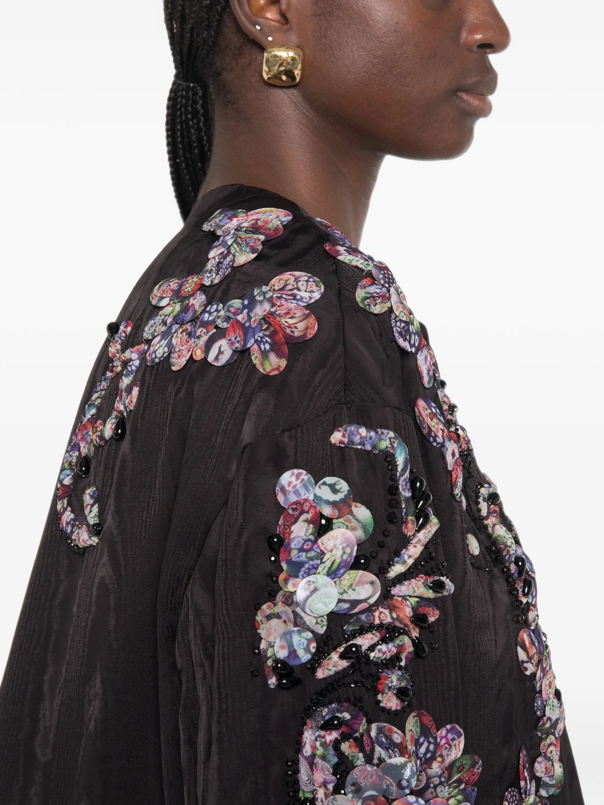 beaded floral-appliqué jacket