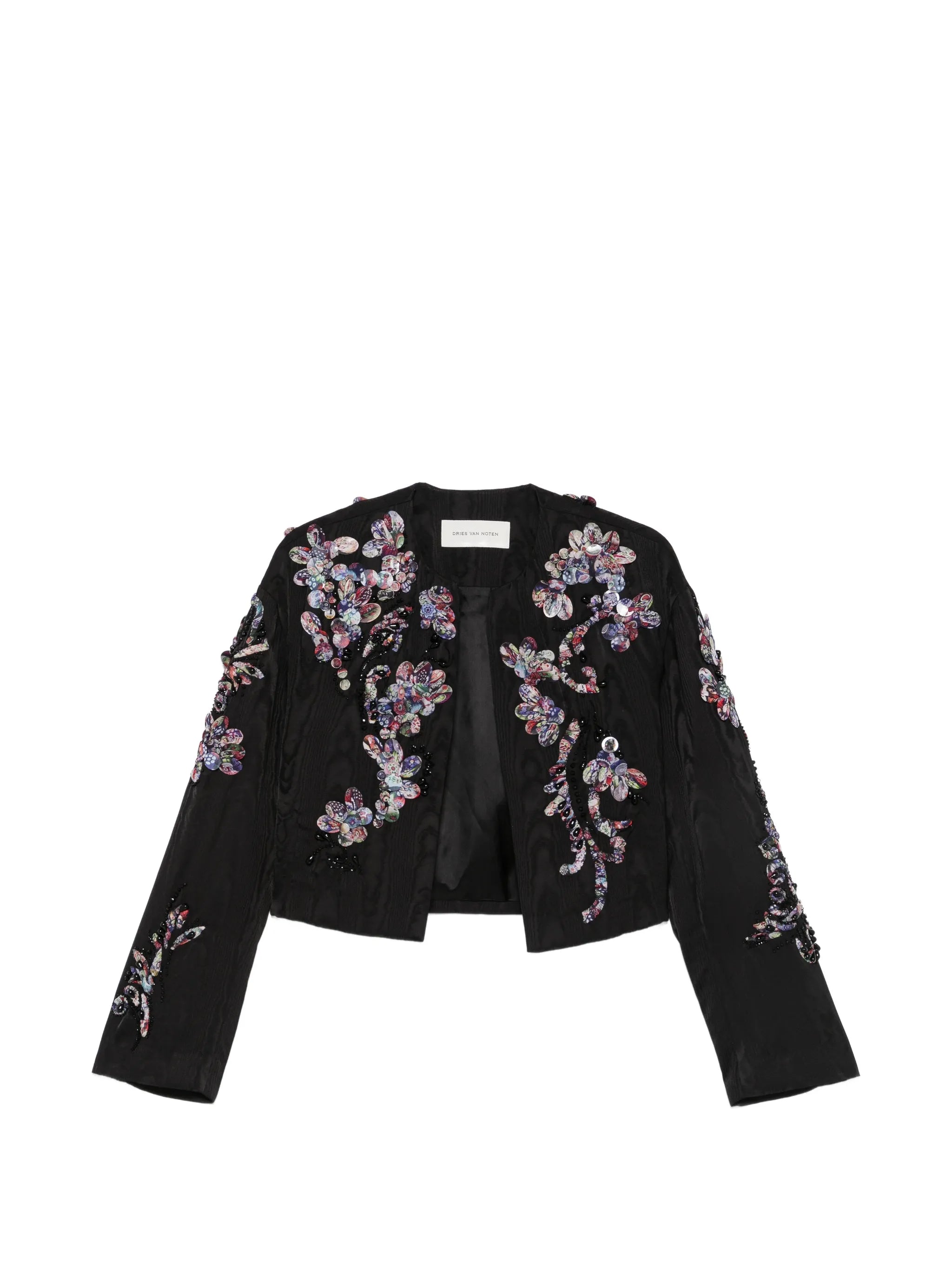 beaded floral-appliqué jacket