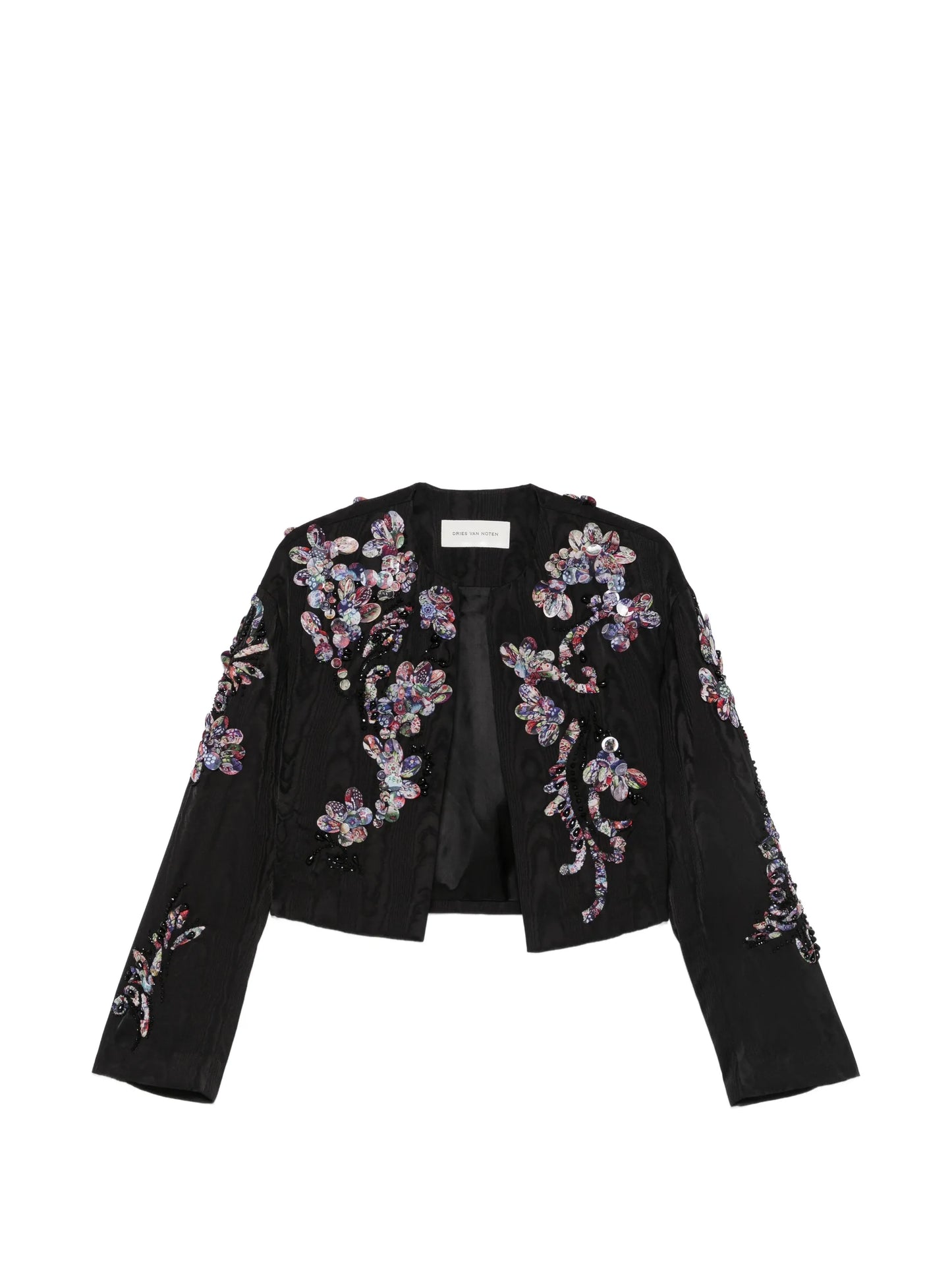 beaded floral-appliqué jacket