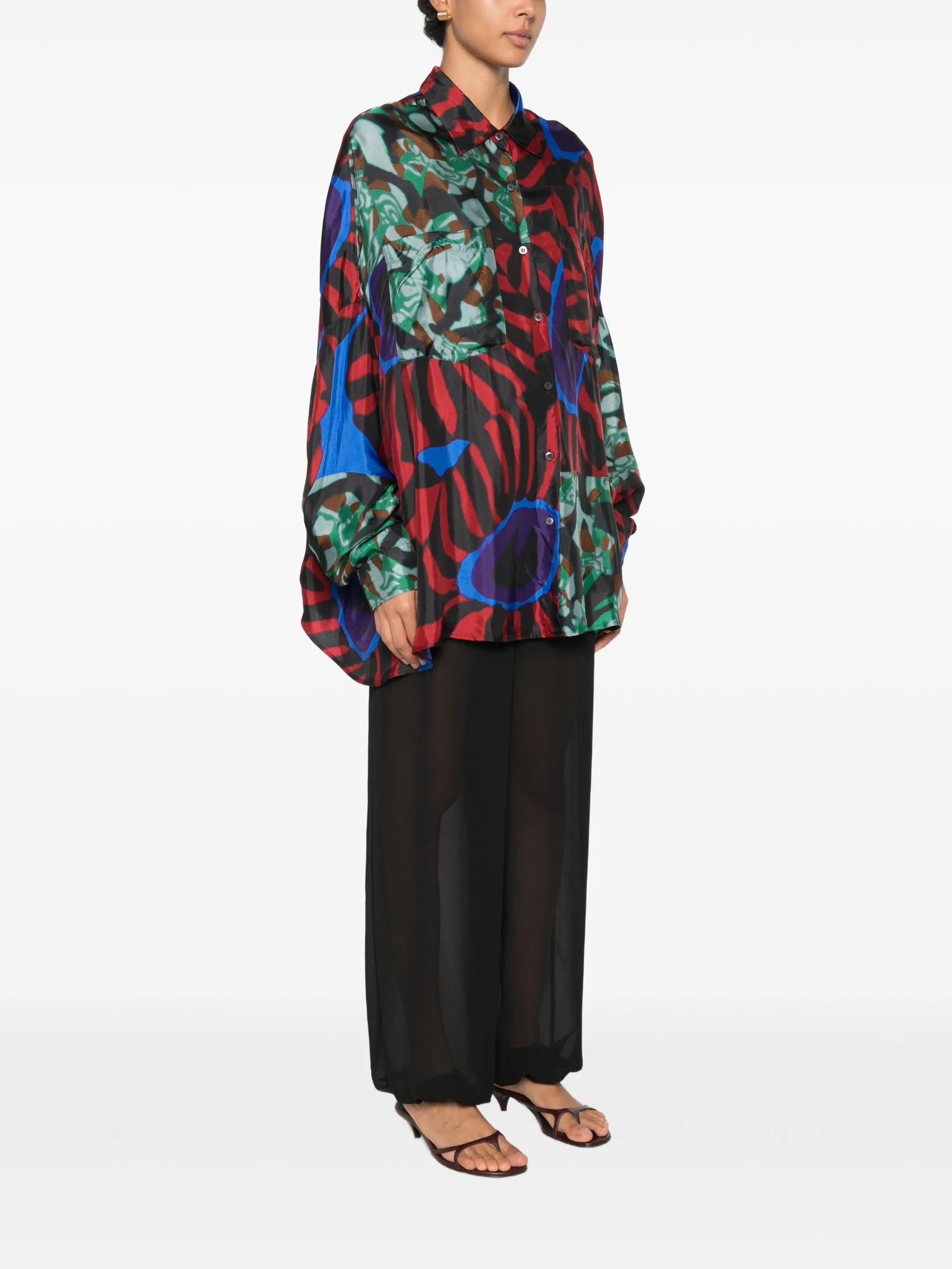 abstract-print silk shirt