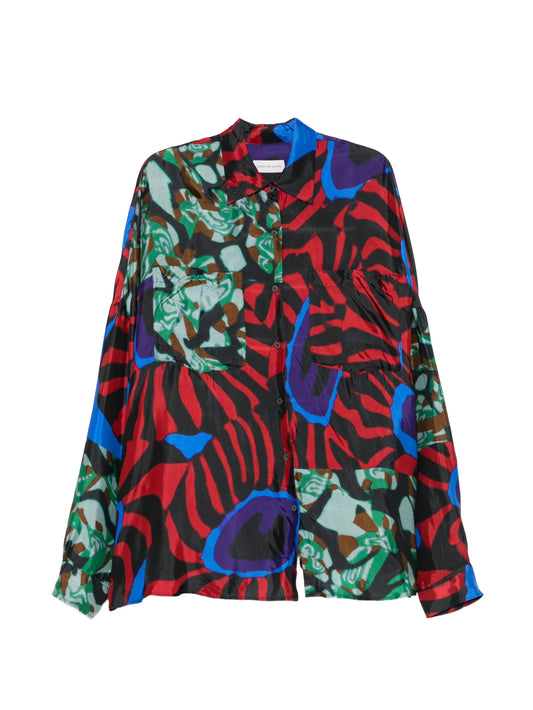 abstract-print silk shirt