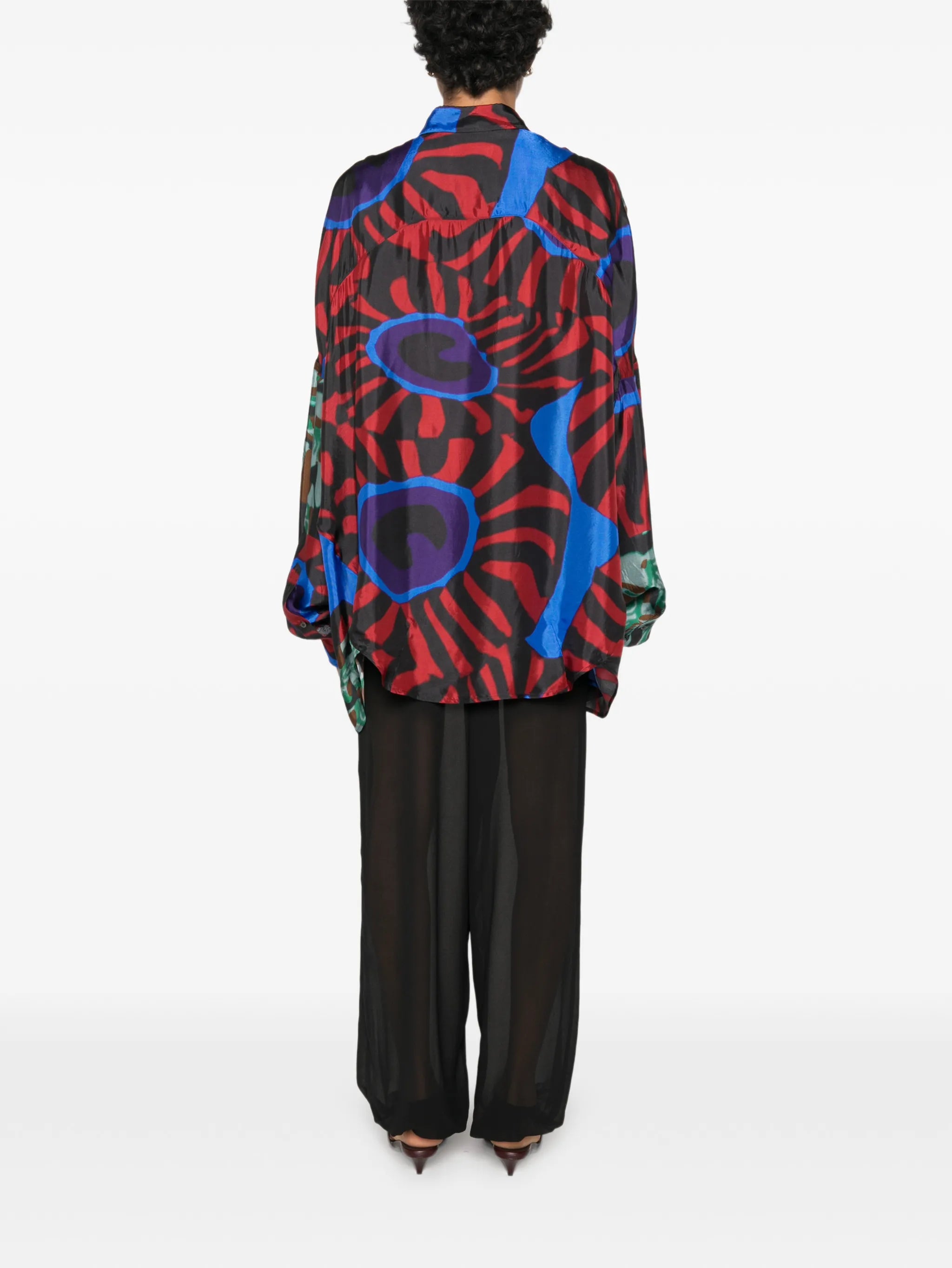 abstract-print silk shirt
