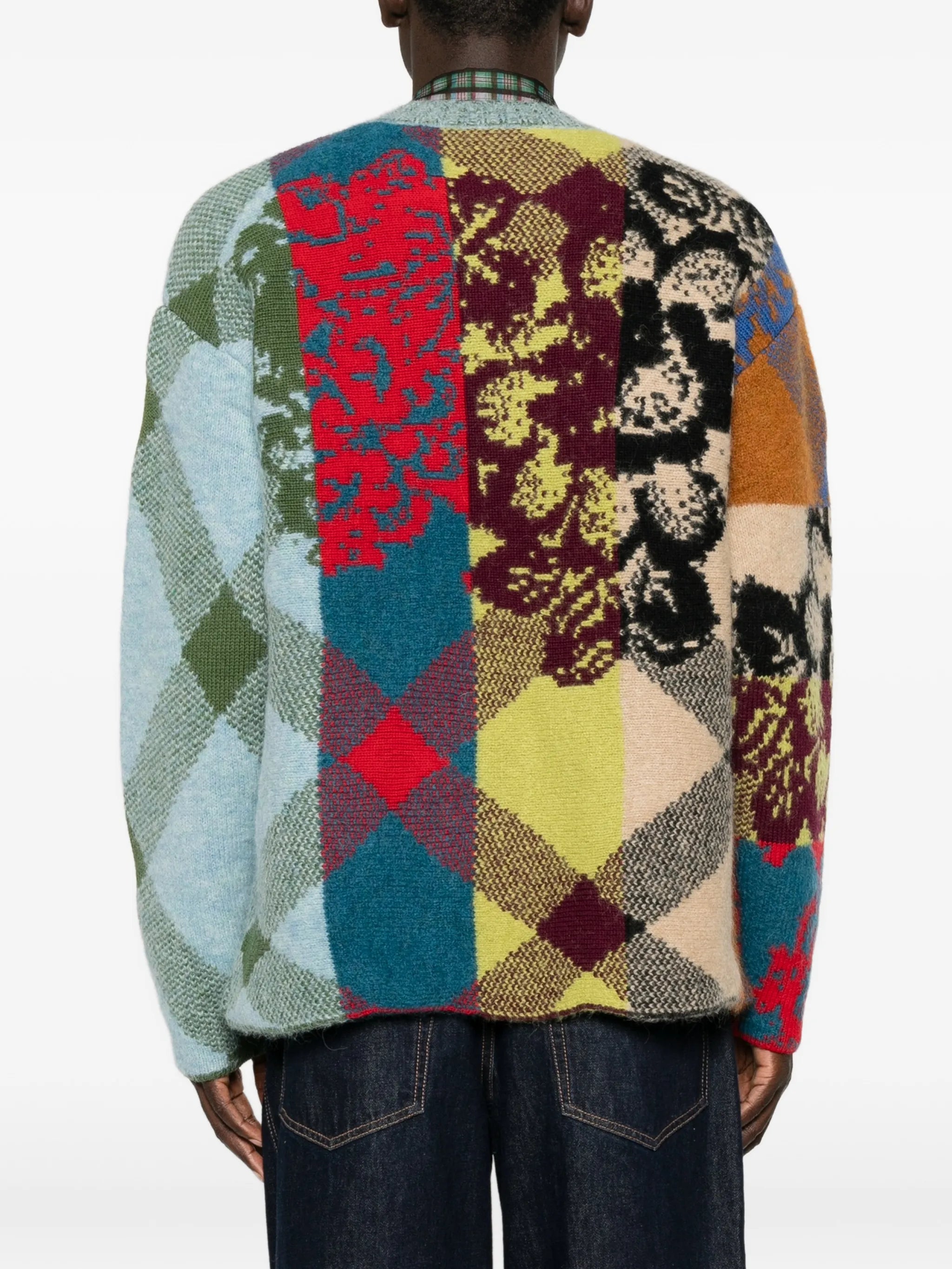 patchwork intarsia-knit sweater