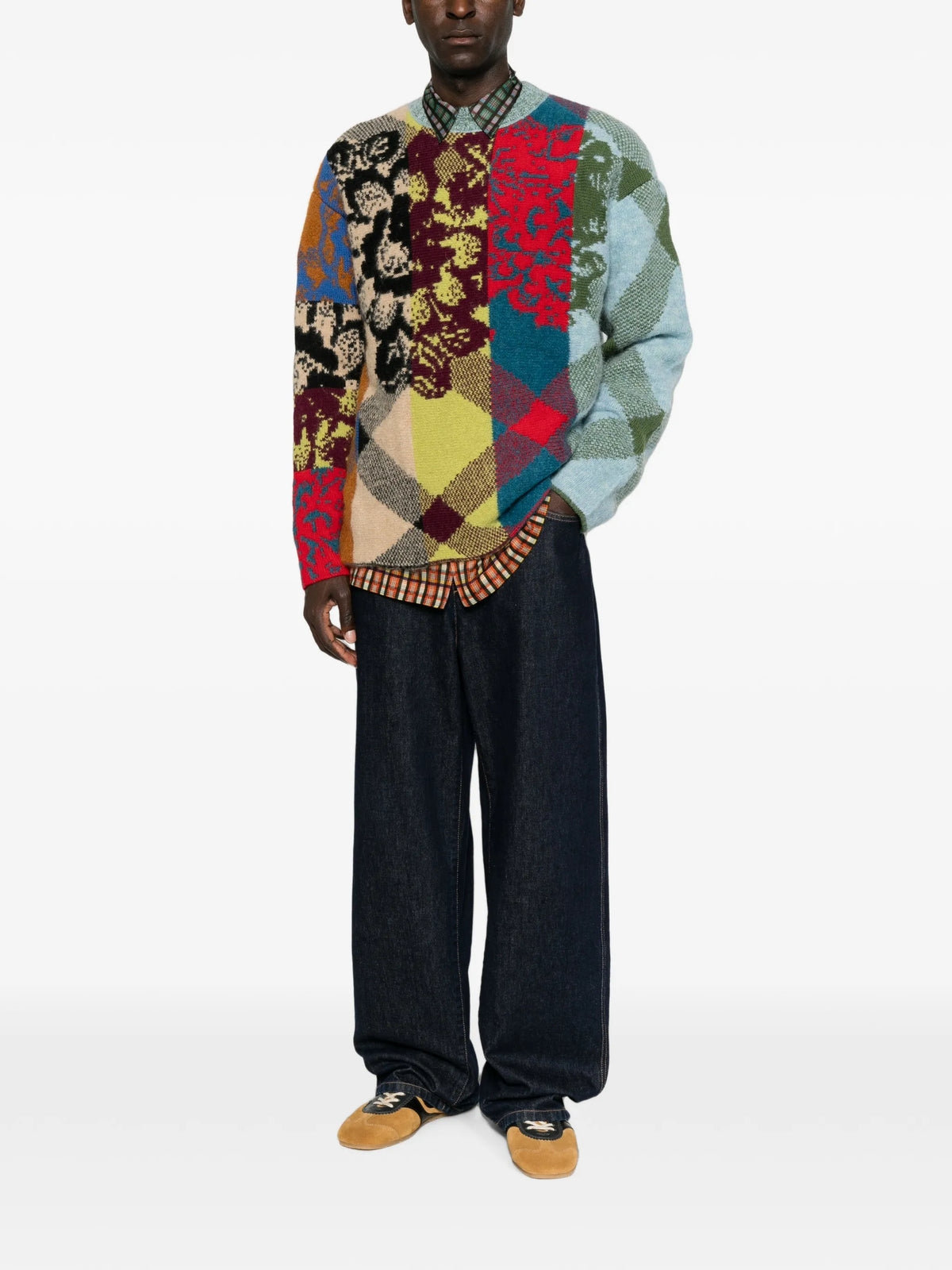 patchwork wool sweater