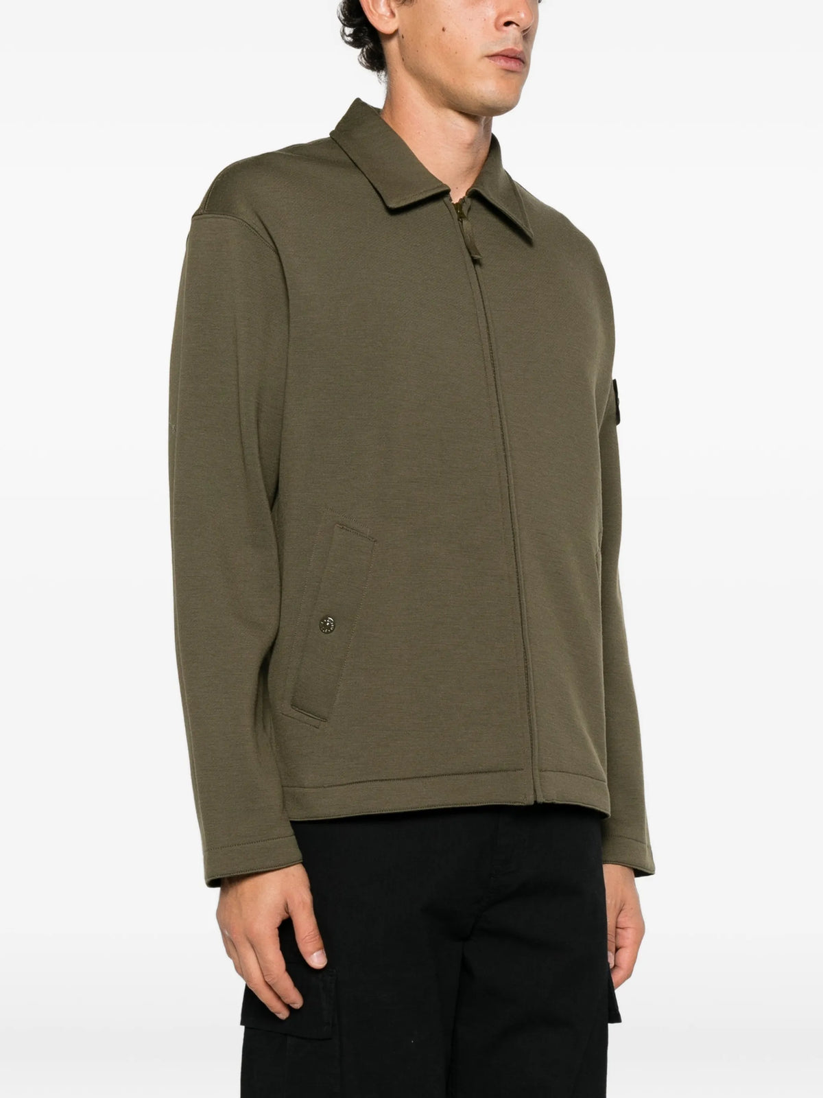 logo-patch zip-up sweater