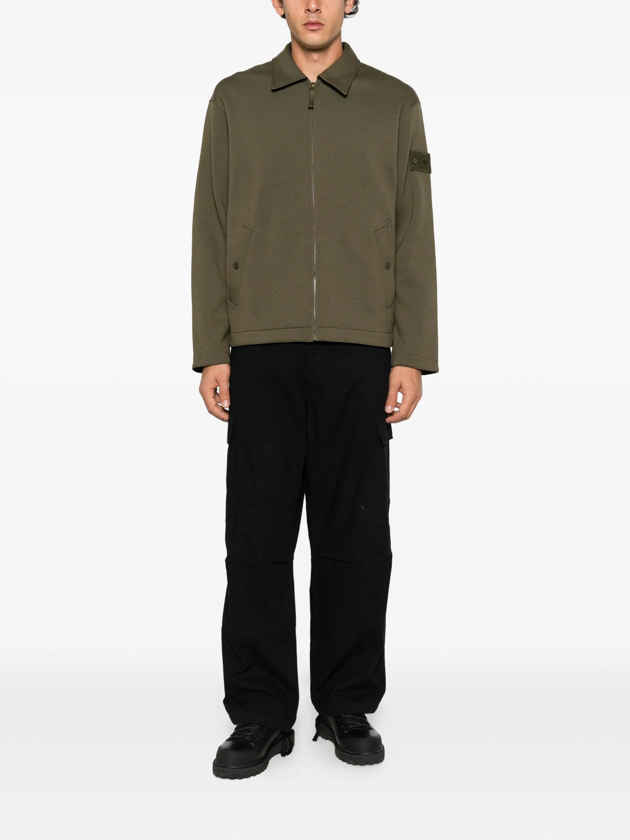logo-patch zip-up sweater