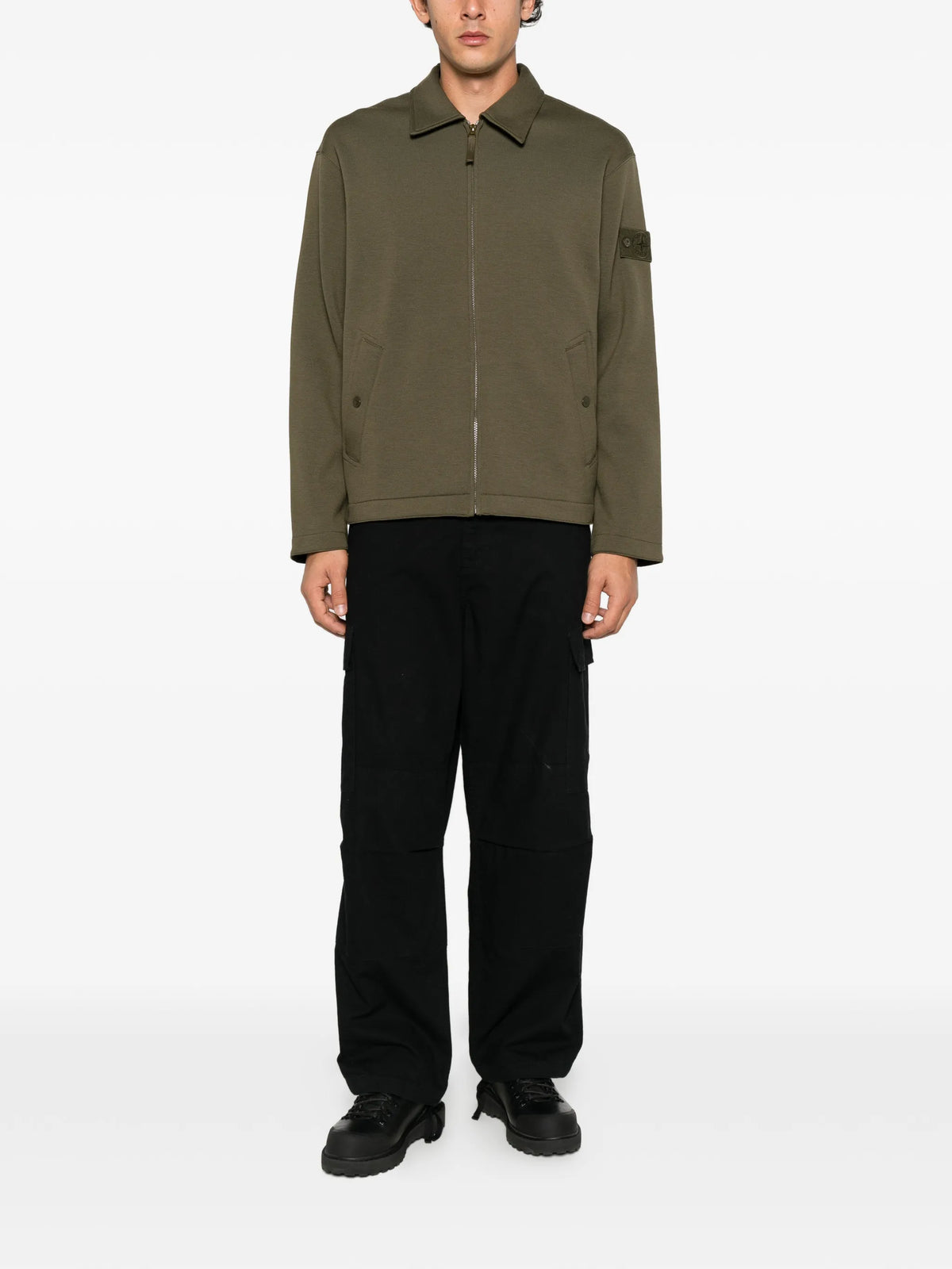 logo-patch zip-up sweater