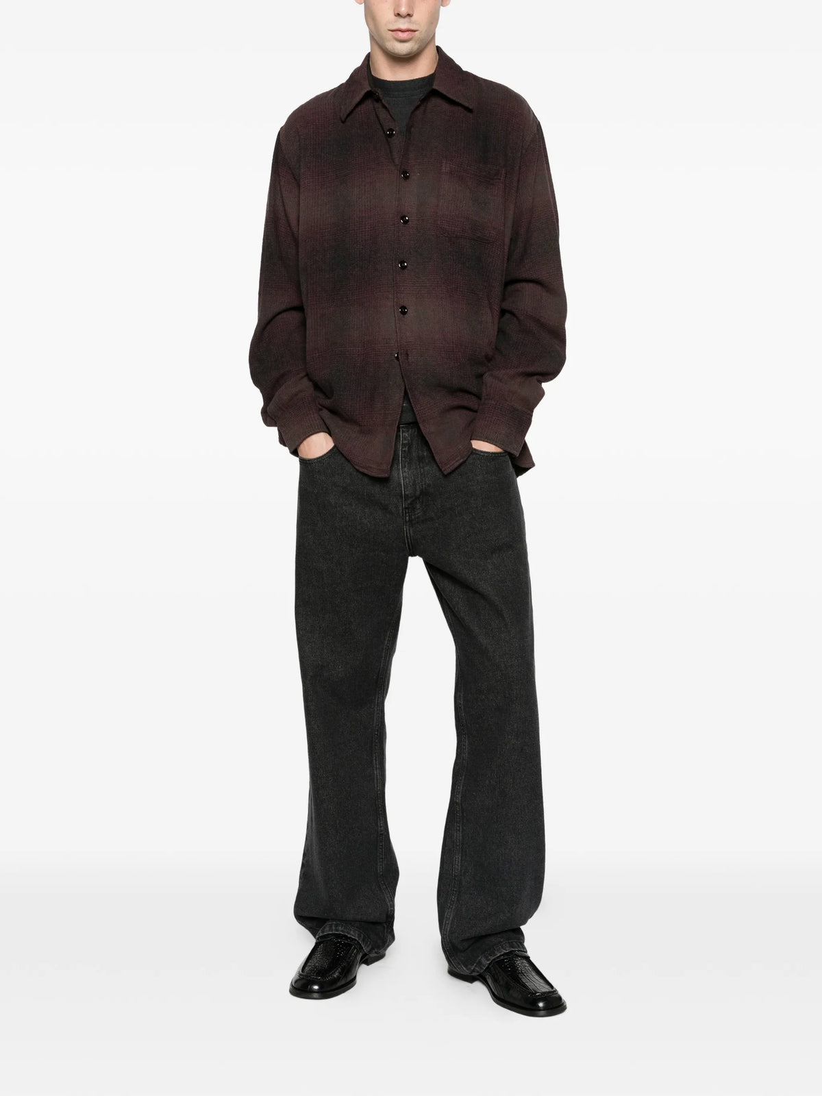 Above shirt cordial dusk check grain weave