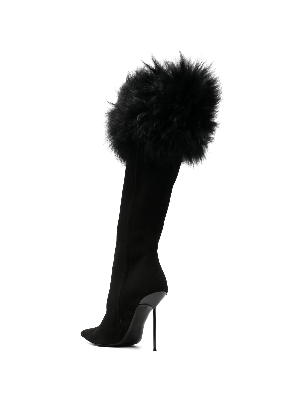 Lidia suede  fur long boots black