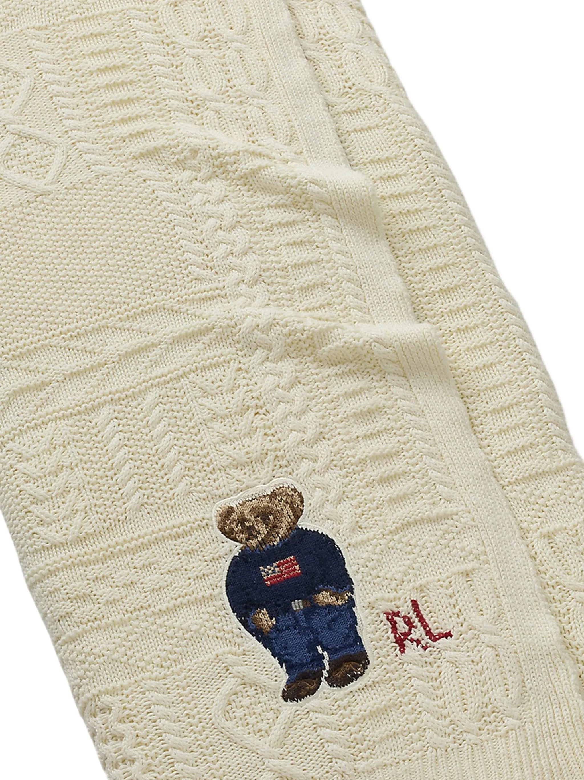 Baybrook Polo Bear cable-knit throw blanket