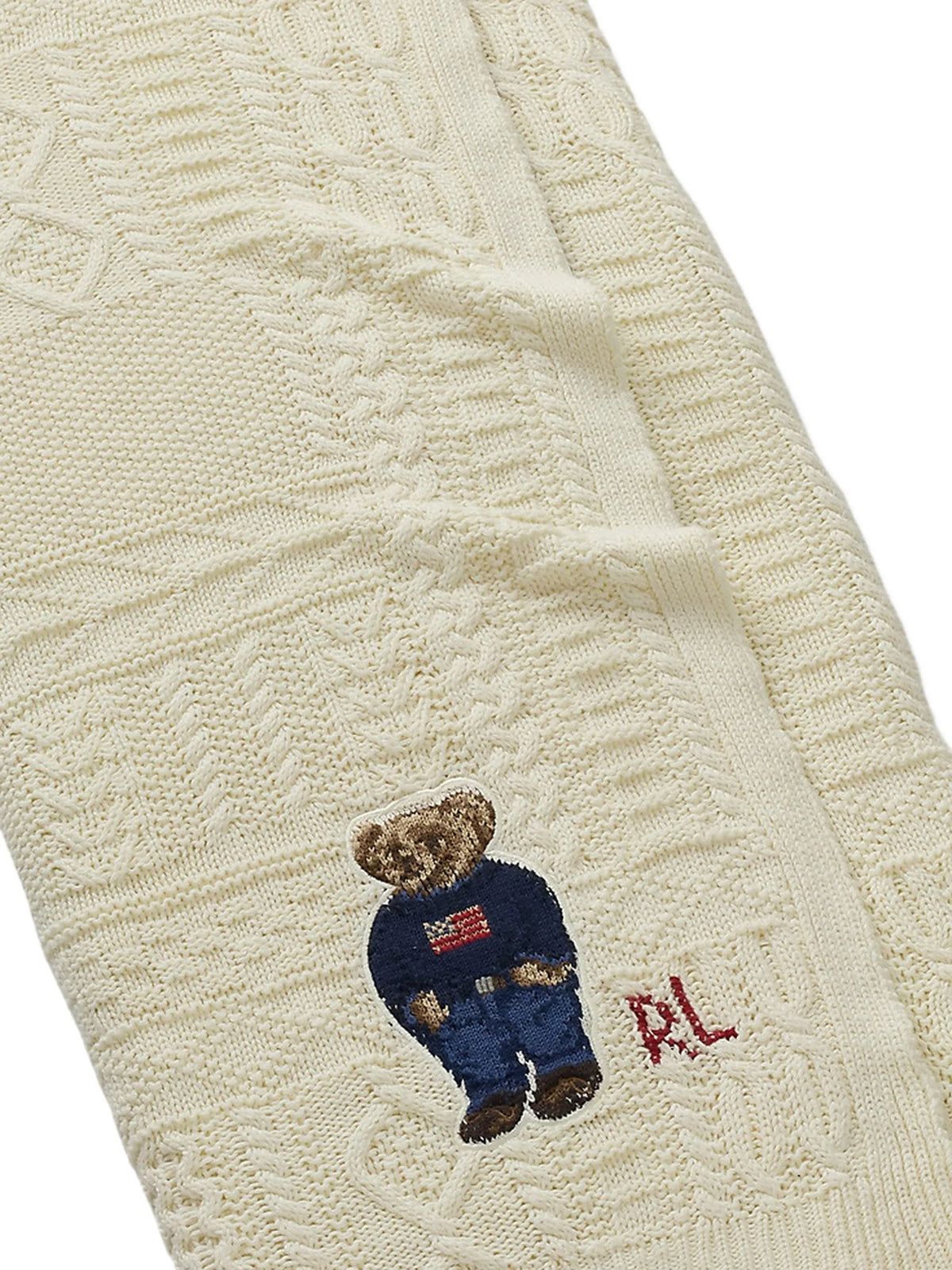 Baybrook Polo Bear cable-knit throw blanket