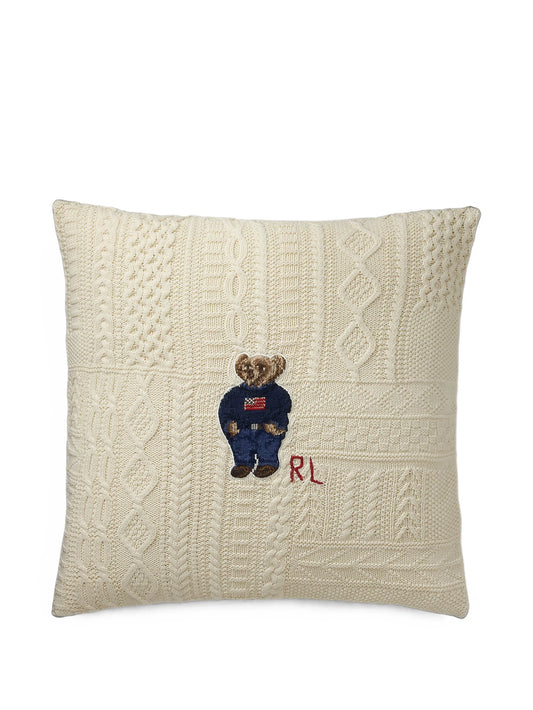 Baybrook Polo Bear cable-knit cushion