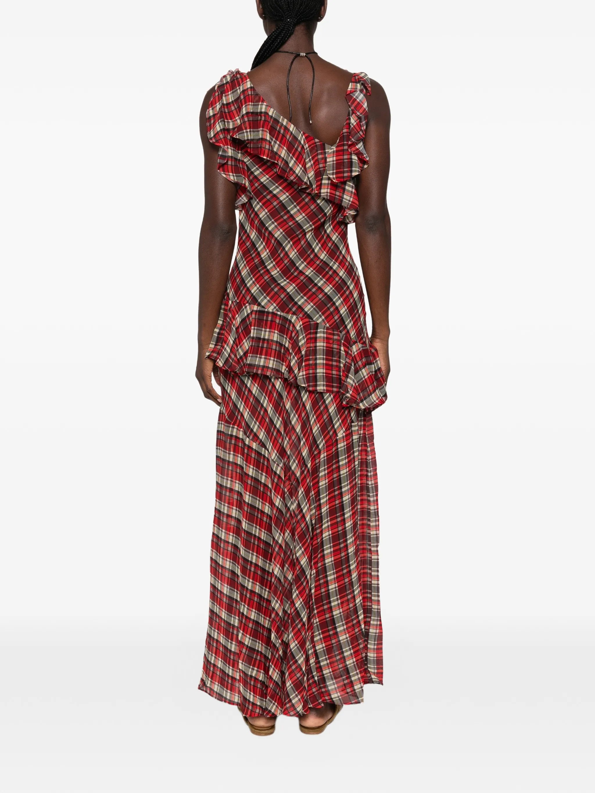 Fernanda ruffled plaid maxi dress