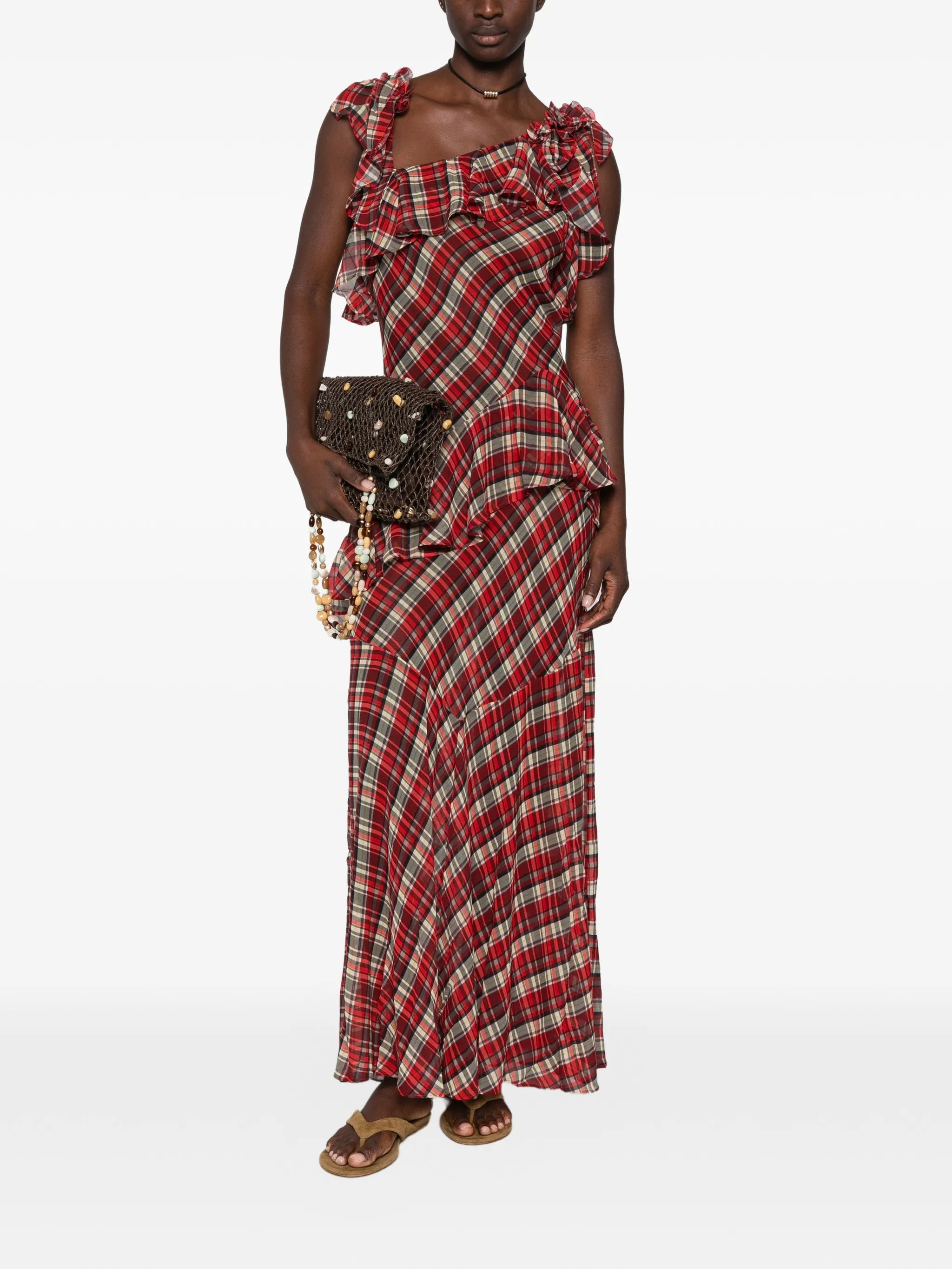 Fernanda ruffled plaid maxi dress