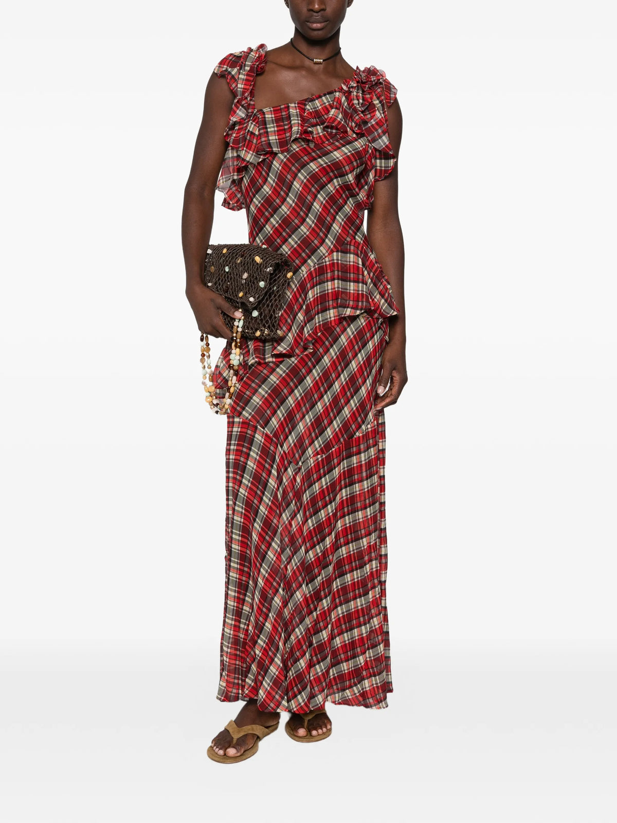 Fernanda ruffled plaid maxi dress