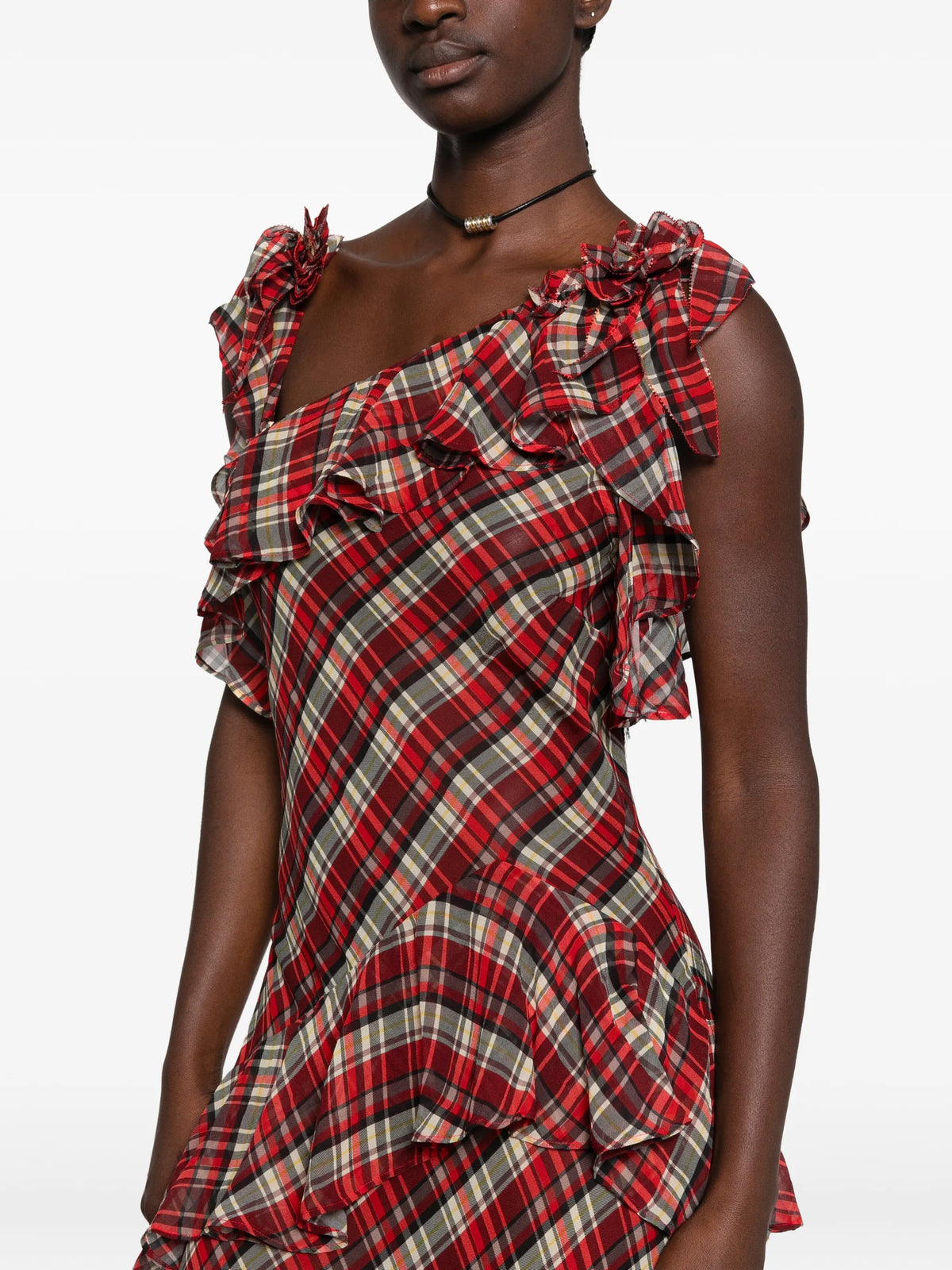 Fernanda ruffled plaid maxi dress