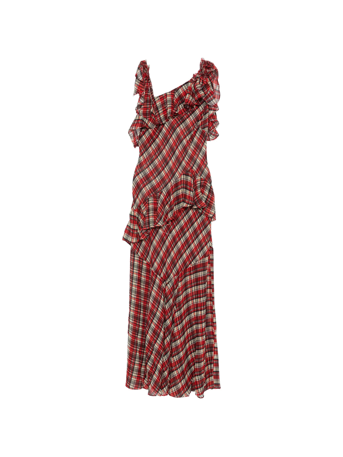 Fernanda ruffled plaid maxi dress