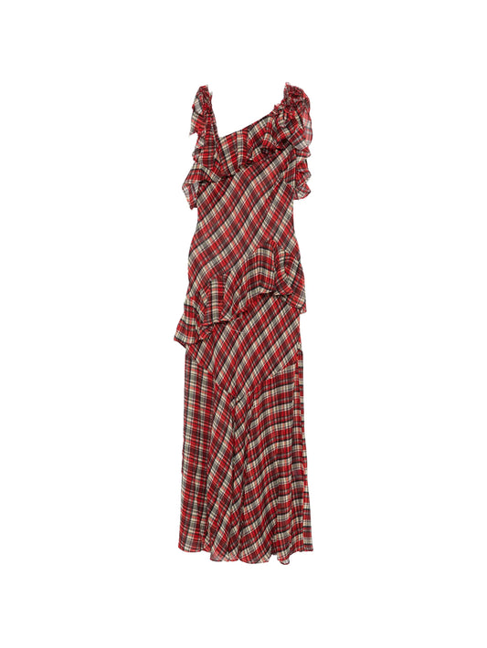 Fernanda ruffled plaid maxi dress