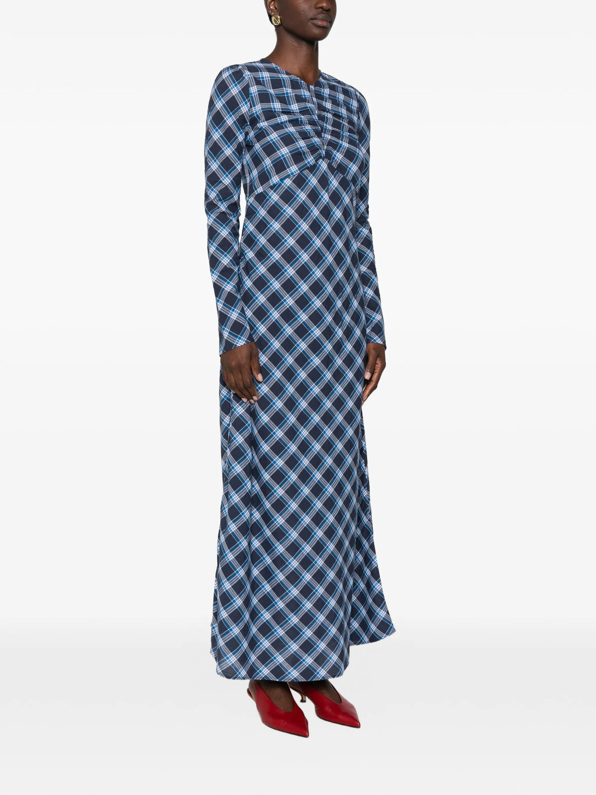 Begonia plaid-print maxi dress