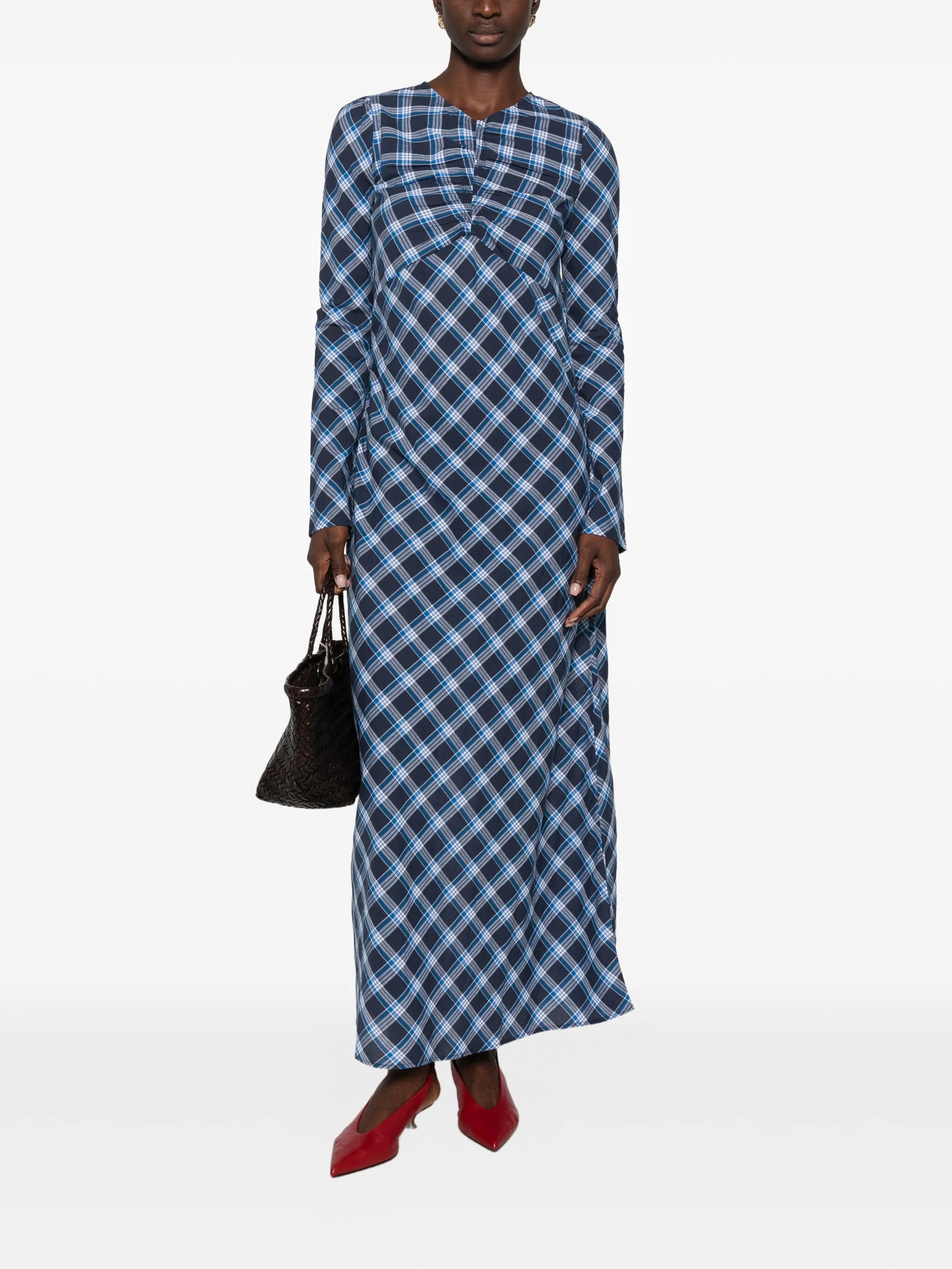 Begonia plaid-print maxi dress