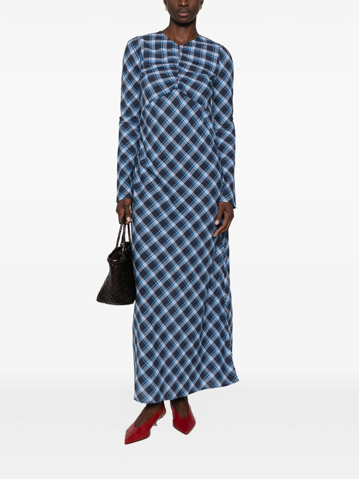 Begonia plaid-print maxi dress