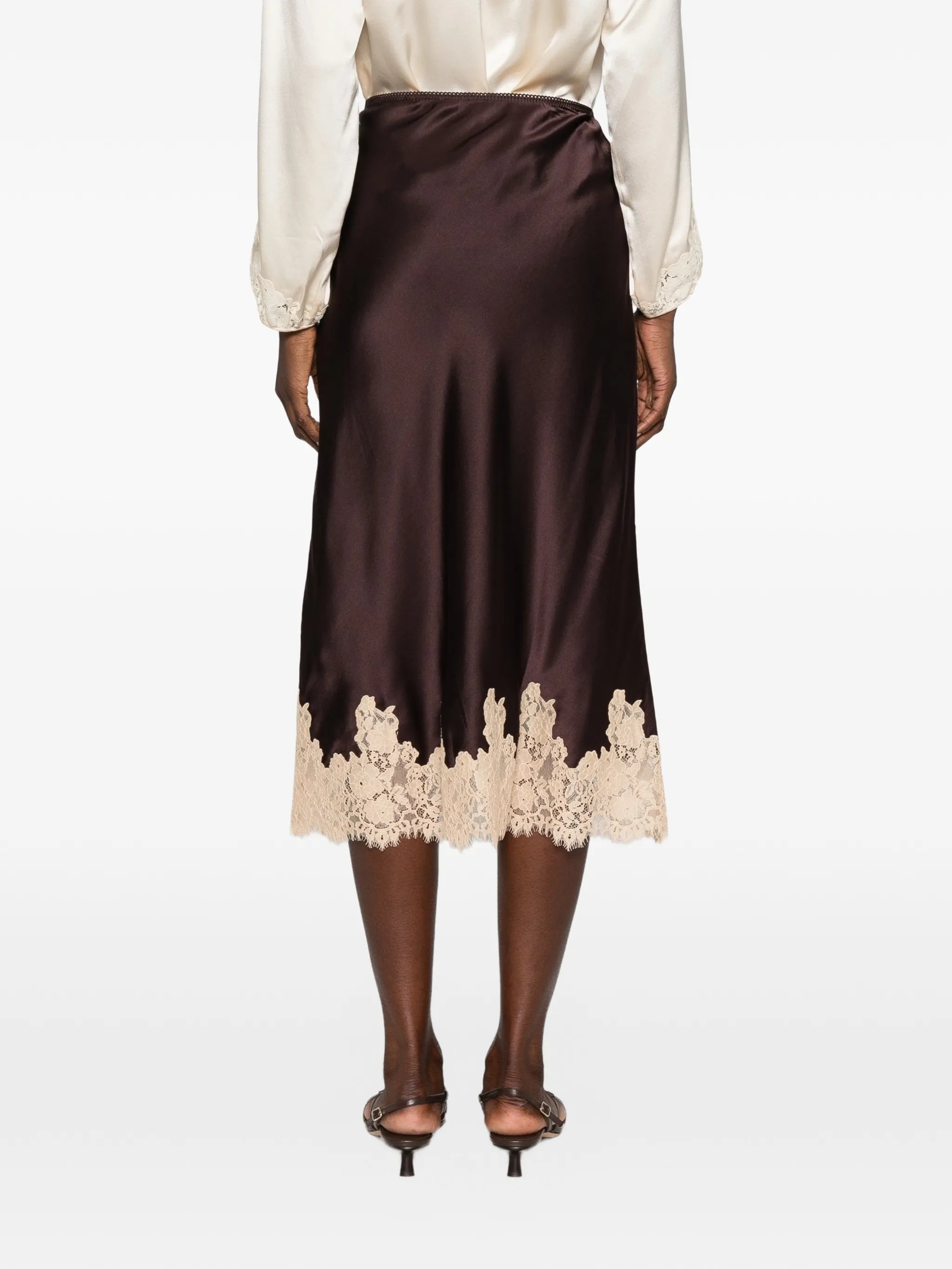 Elowette lace-trim midi skirt
