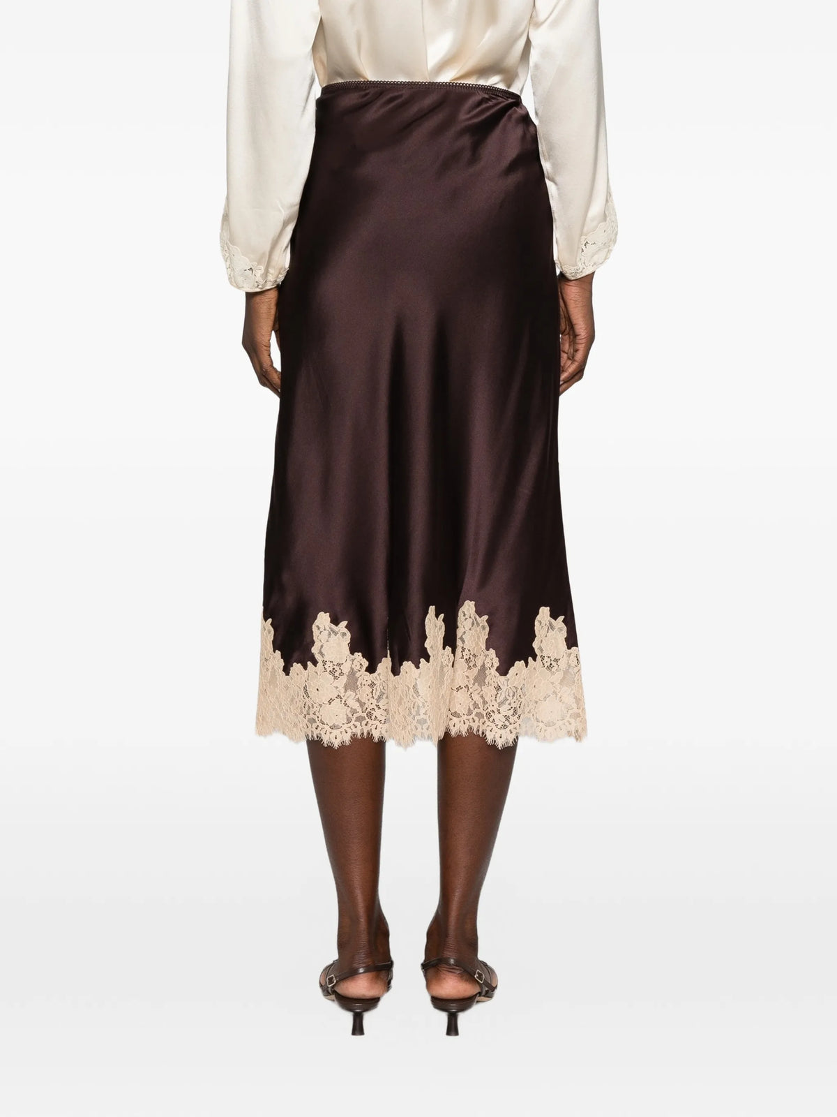 Elowette lace-trim midi skirt