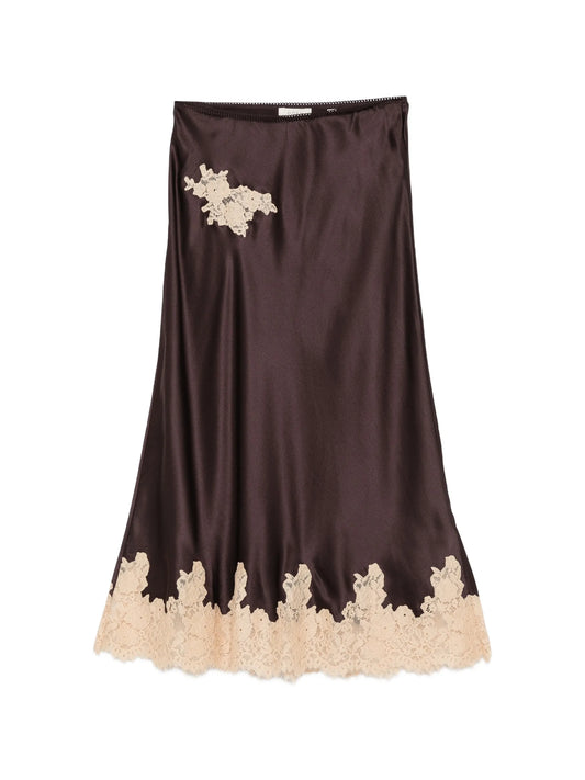 Elowette lace-trim midi skirt