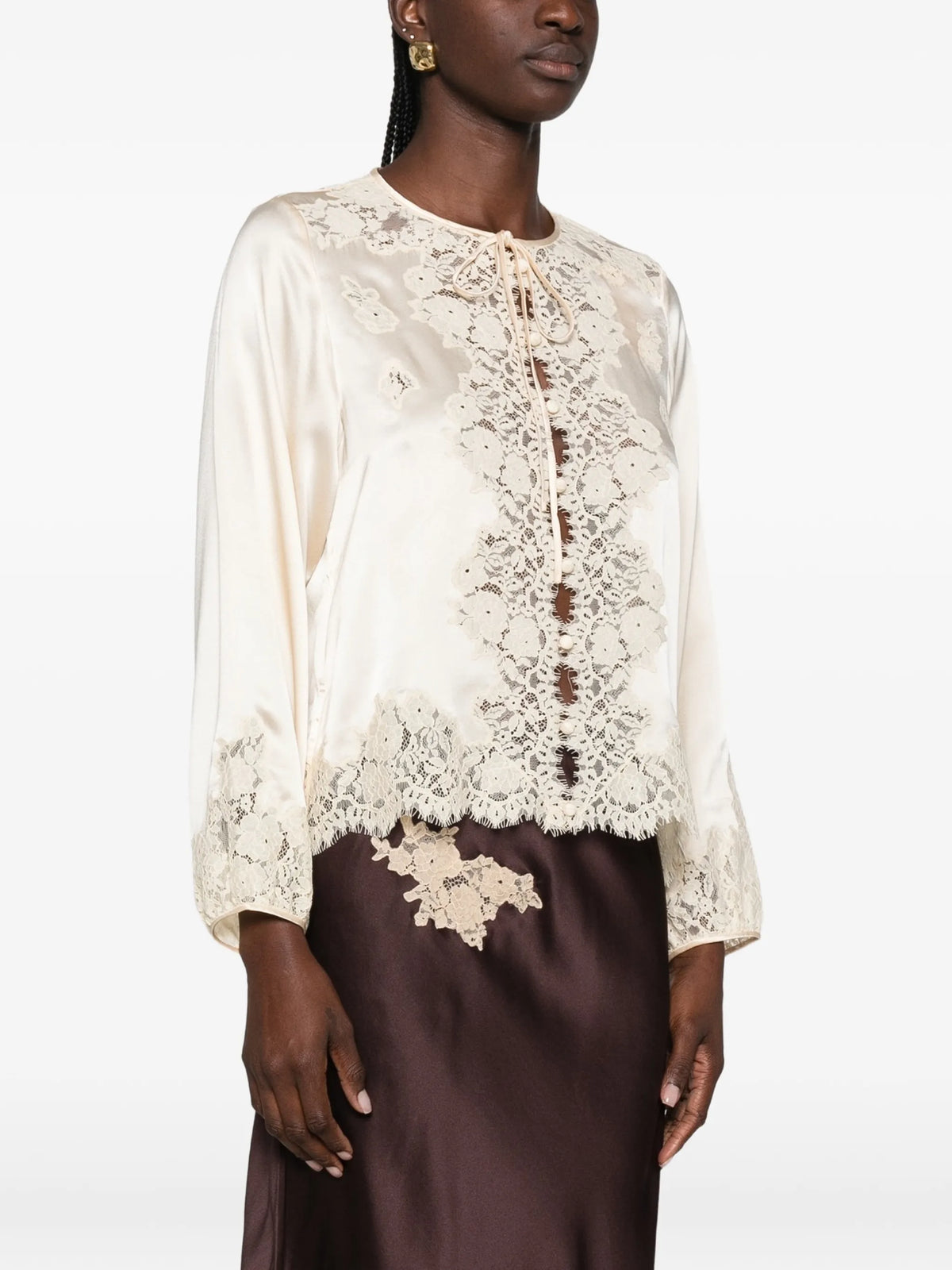 Lucine lace-panel blouse
