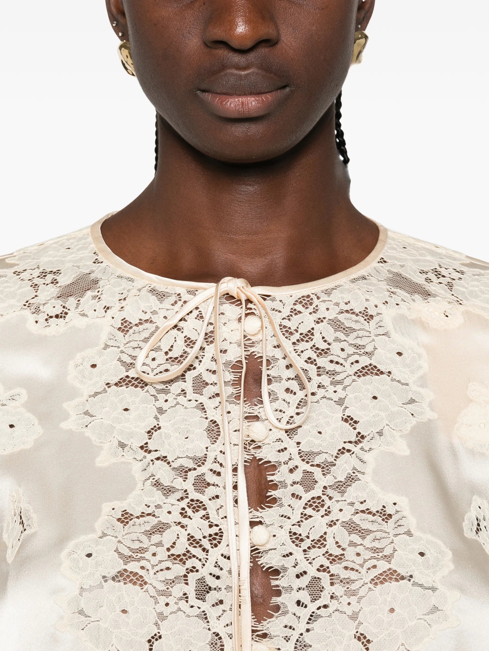 Lucine lace-panel blouse