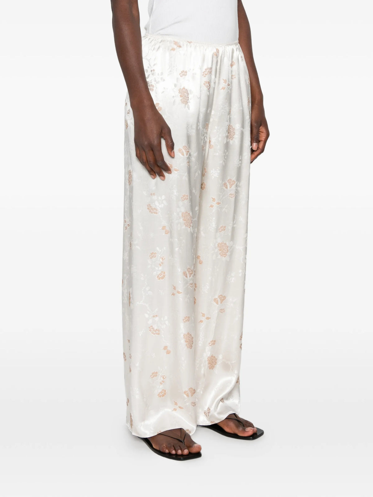 Lavona floral-jacquard trousers