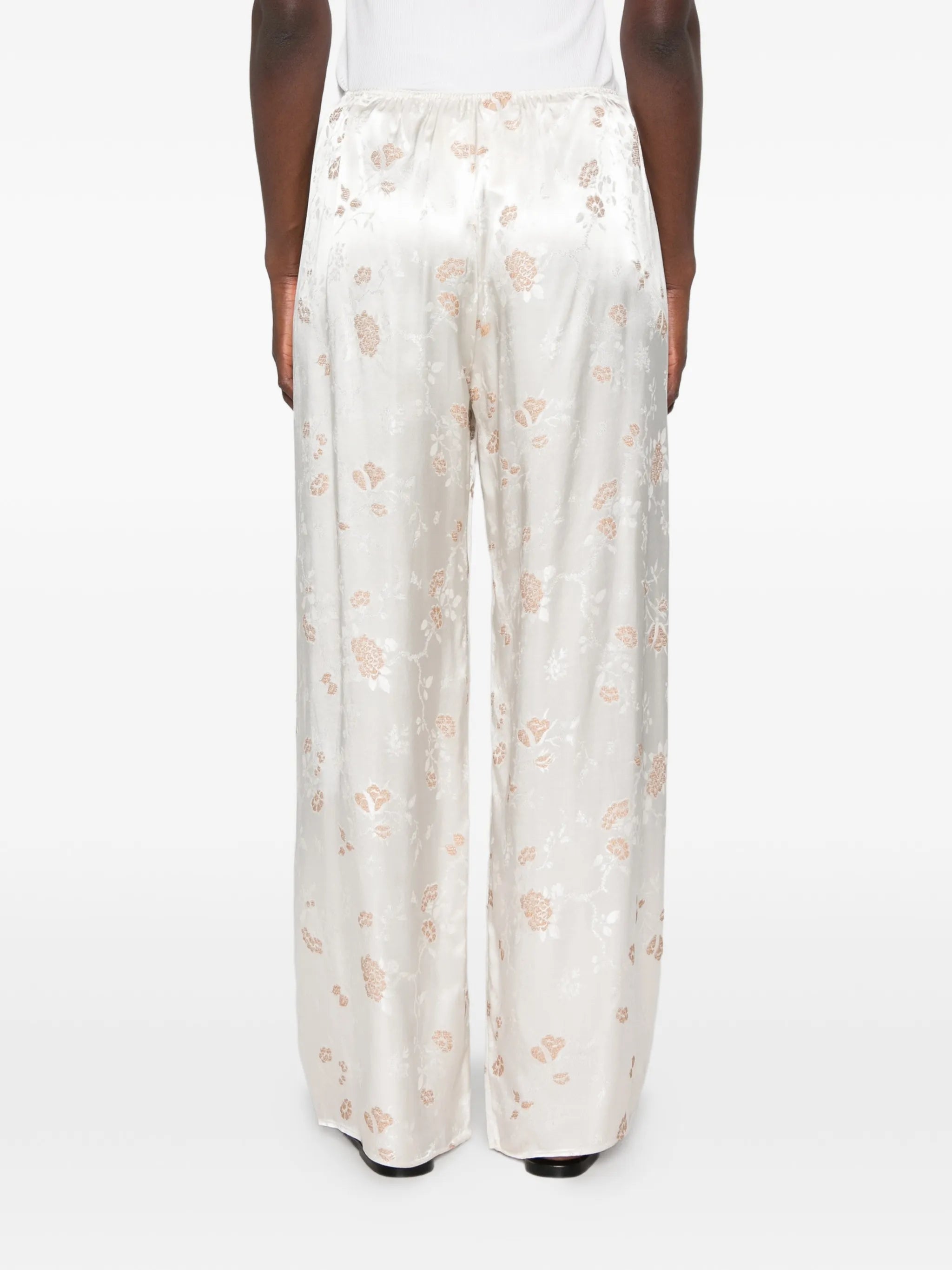 Lavona floral-jacquard trousers
