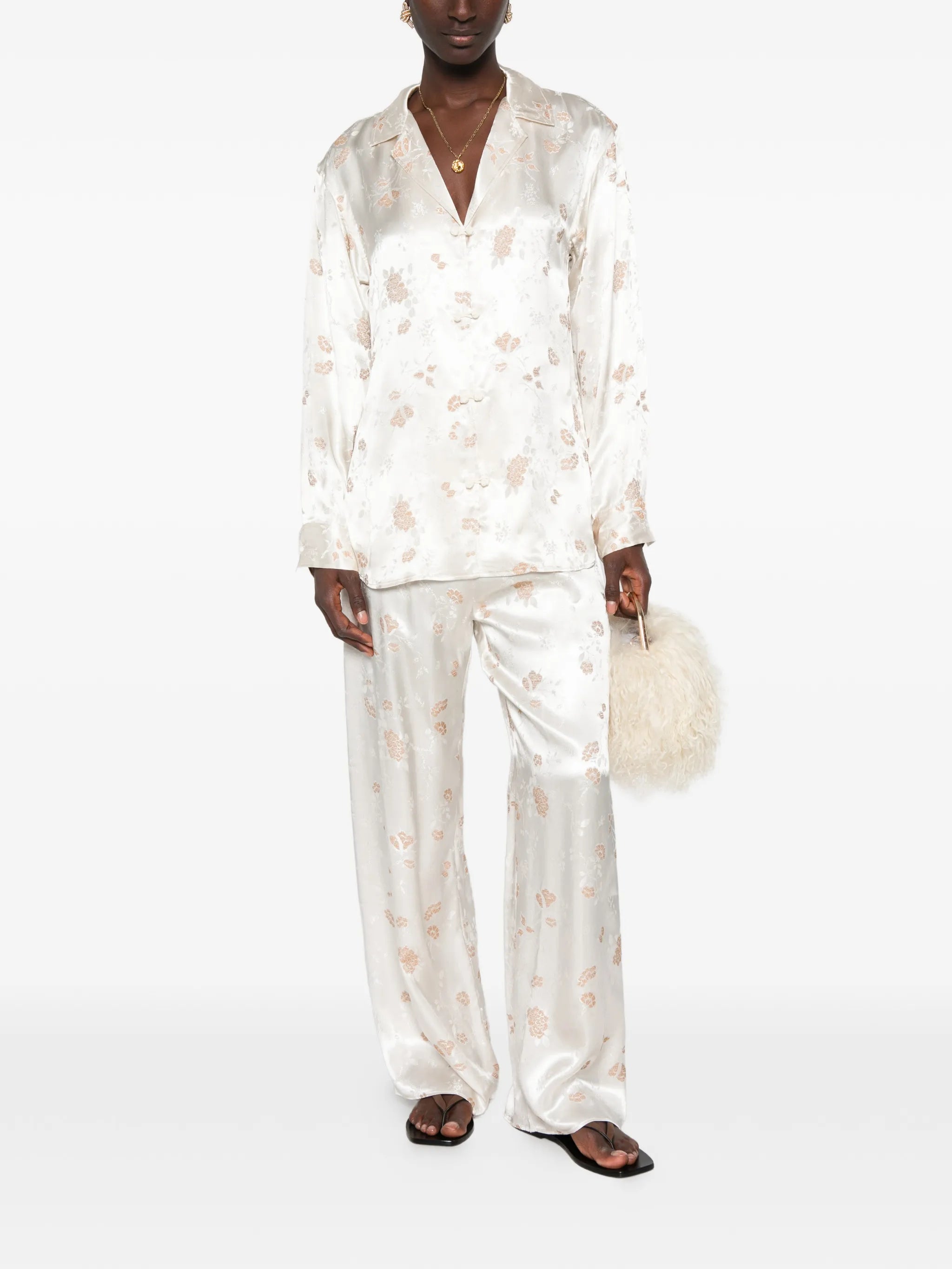 Lavona floral-jacquard trousers