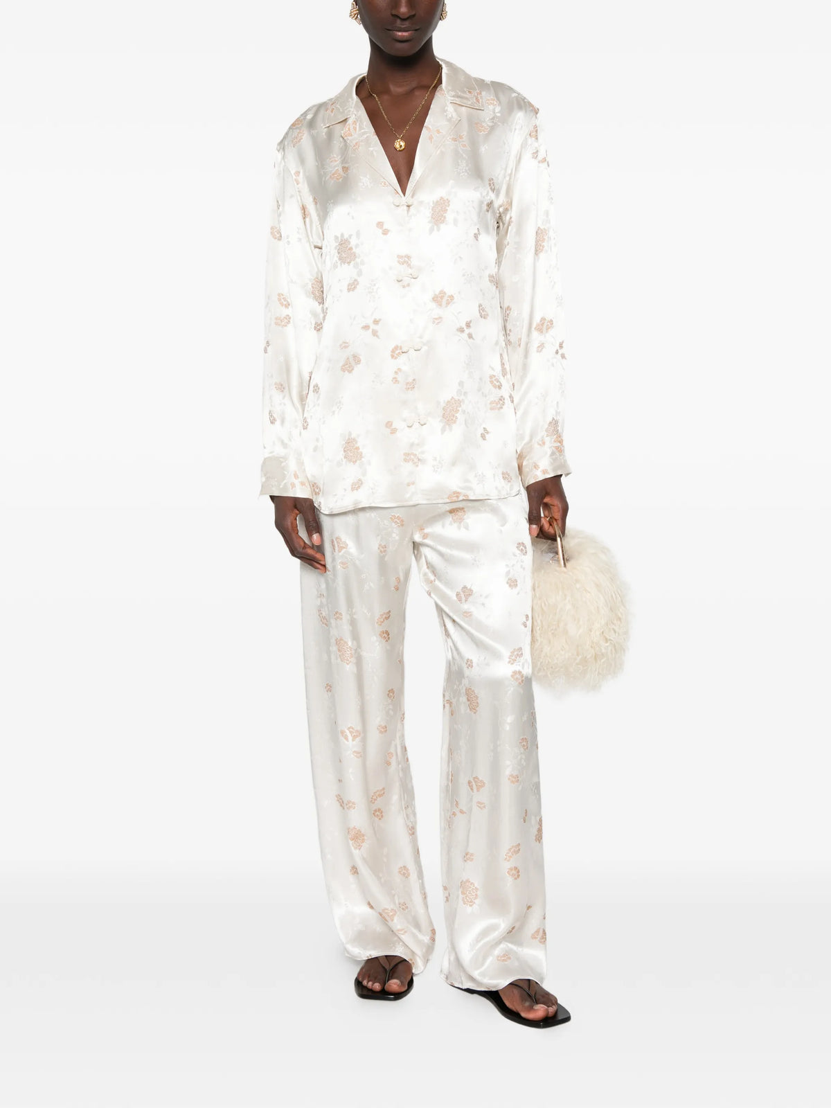 Lavona floral-jacquard trousers