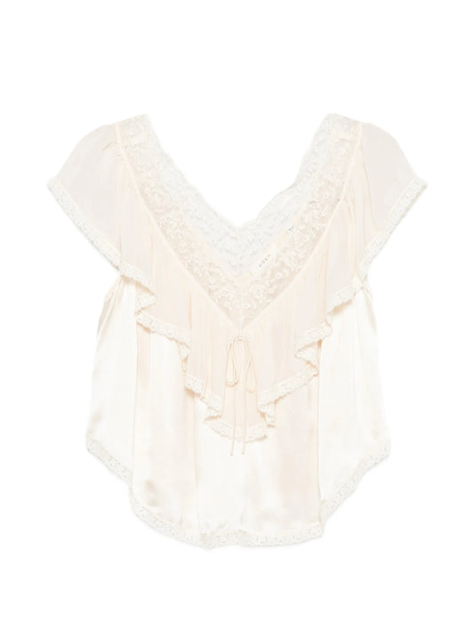 Yadira lace-trimmed ruffled blouse