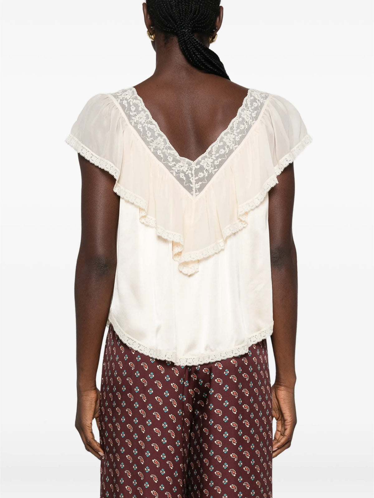 Yadira lace-trimmed ruffled blouse