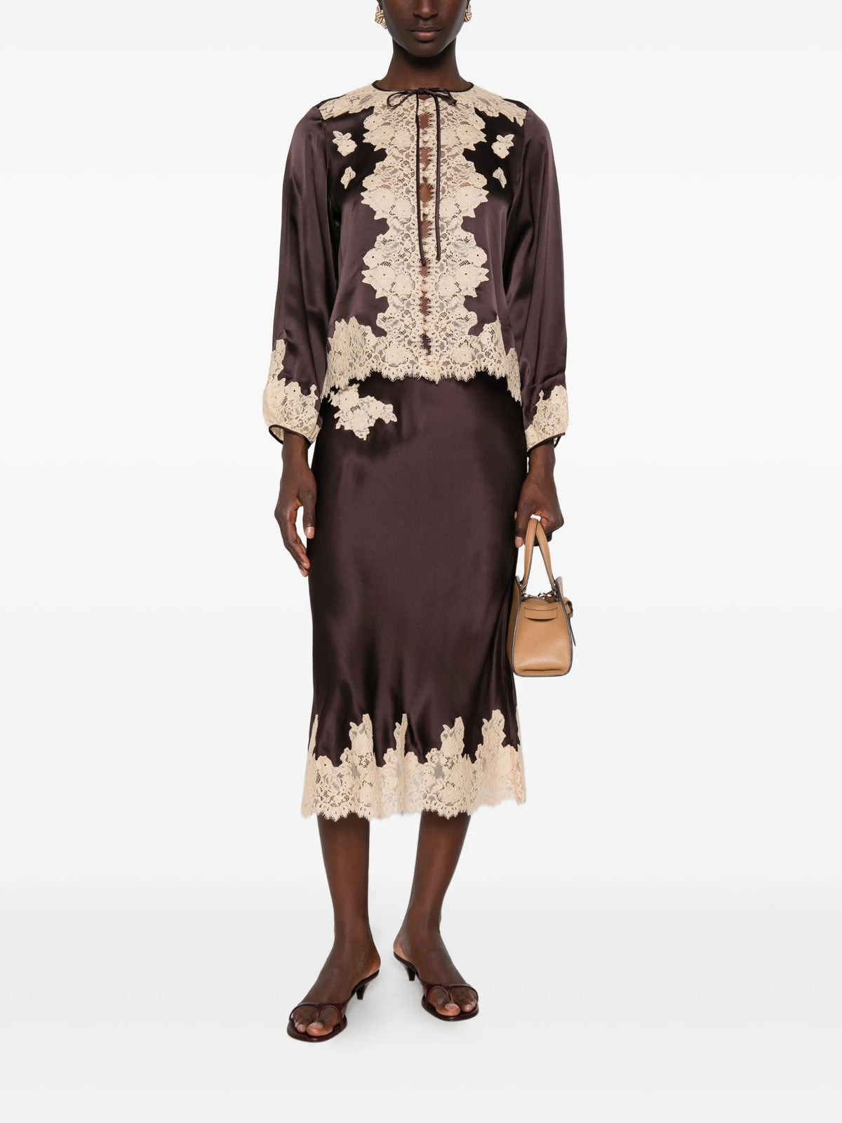 Lucine lace-trimmed top