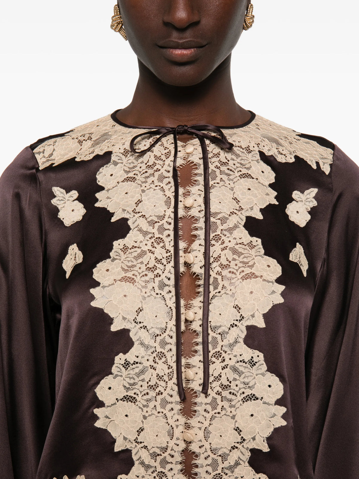 Lucine lace-trimmed top