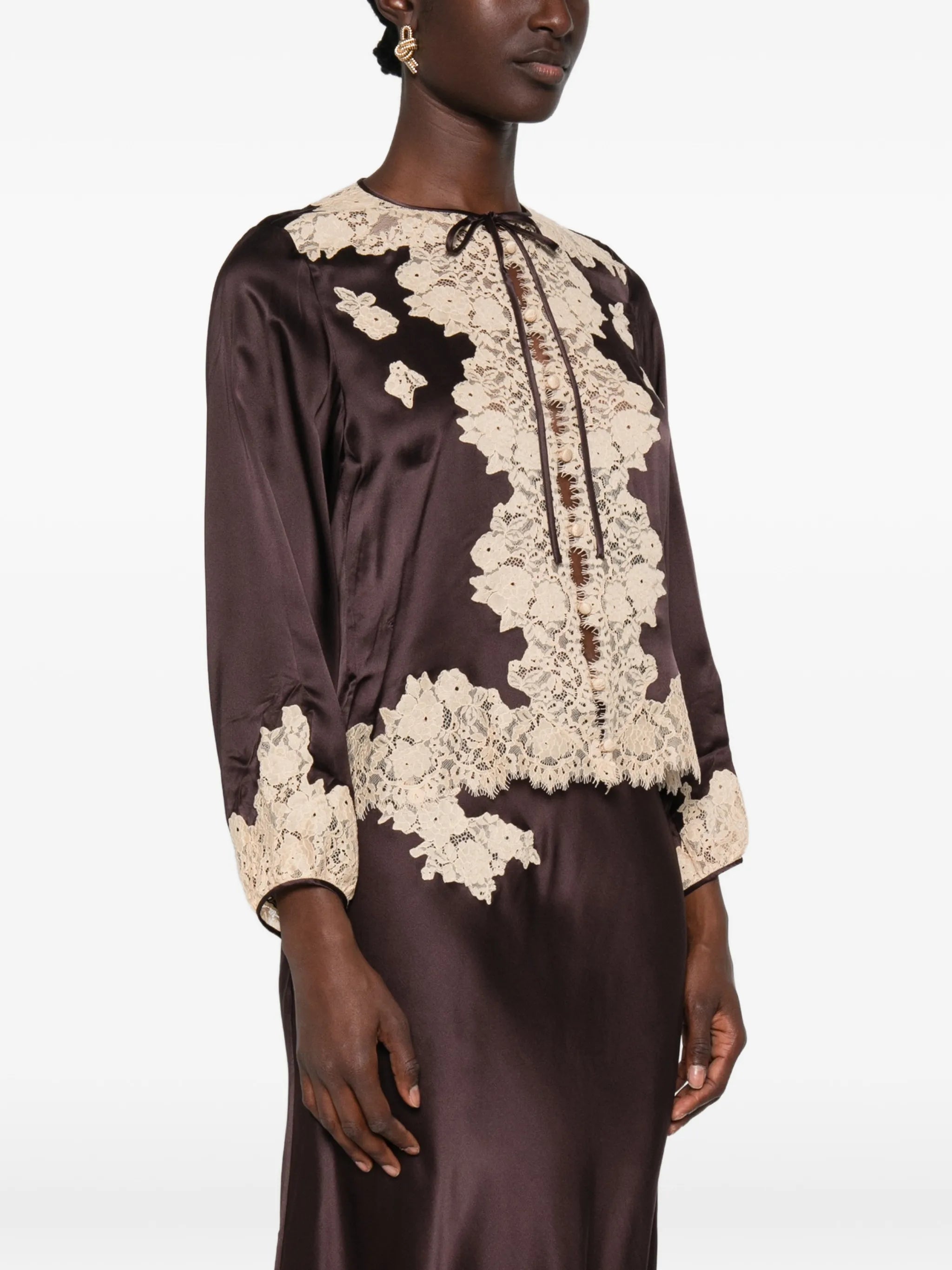 Lucine lace-trimmed top
