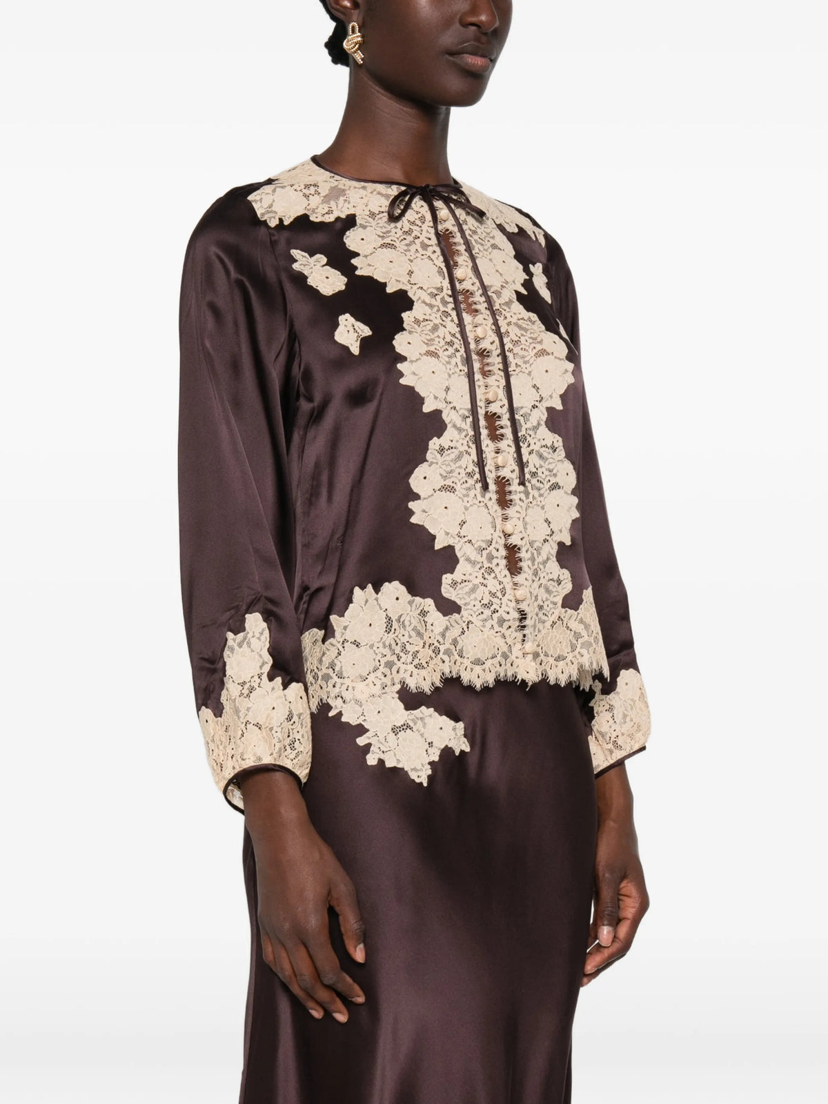 Lucine lace-trimmed top