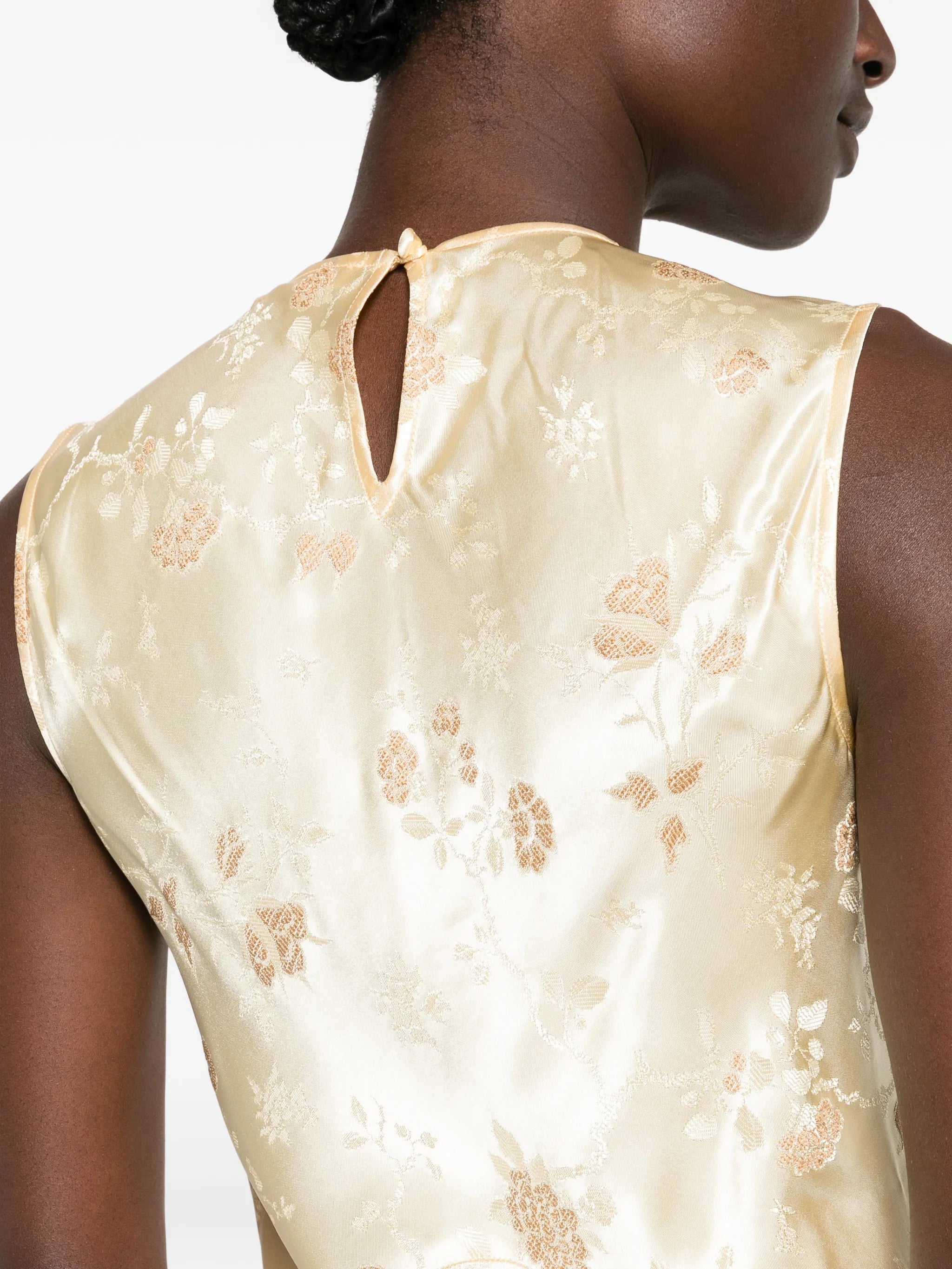 floral-jacquard sleeveless maxi dress