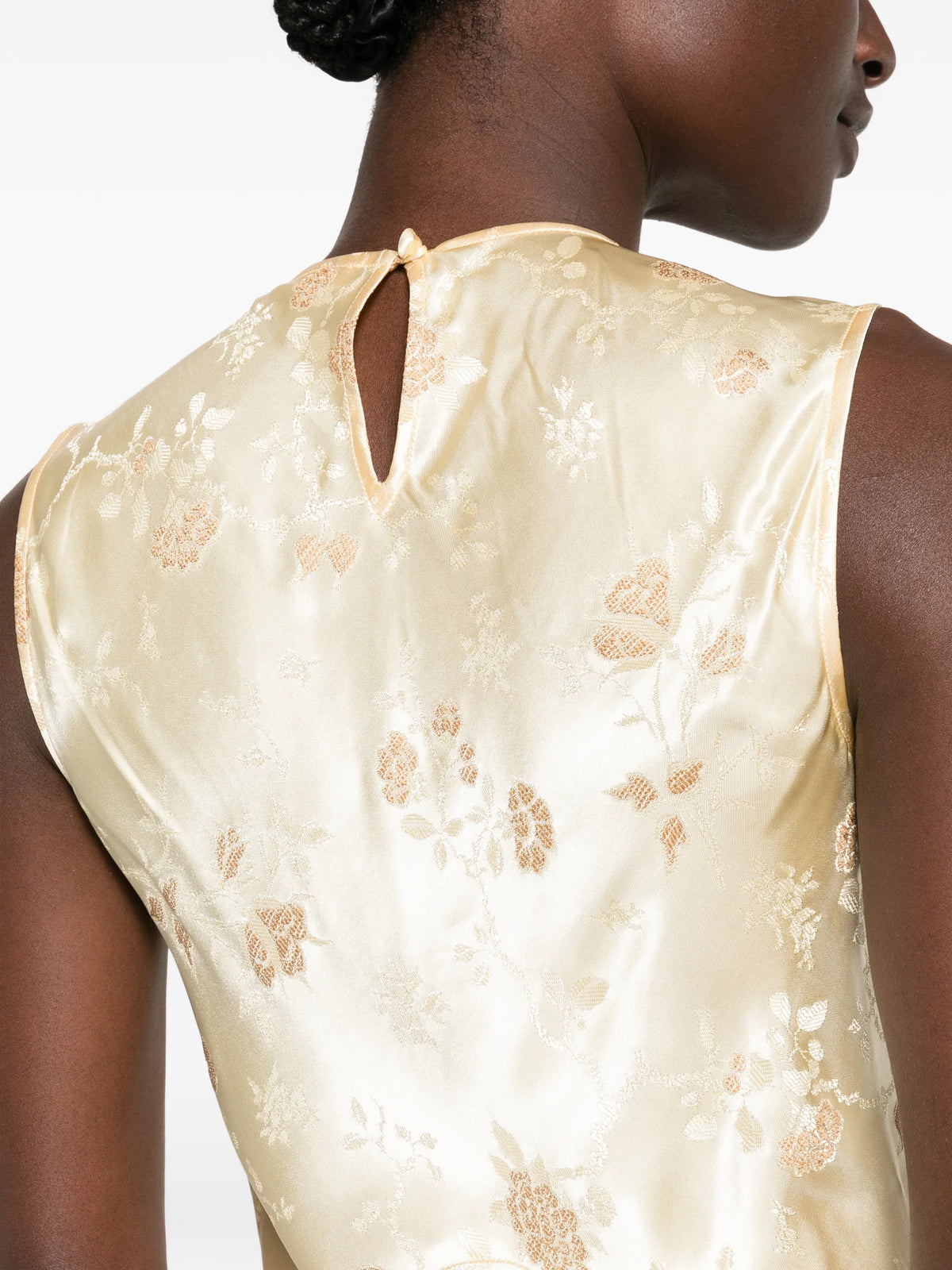 floral-jacquard sleeveless maxi dress