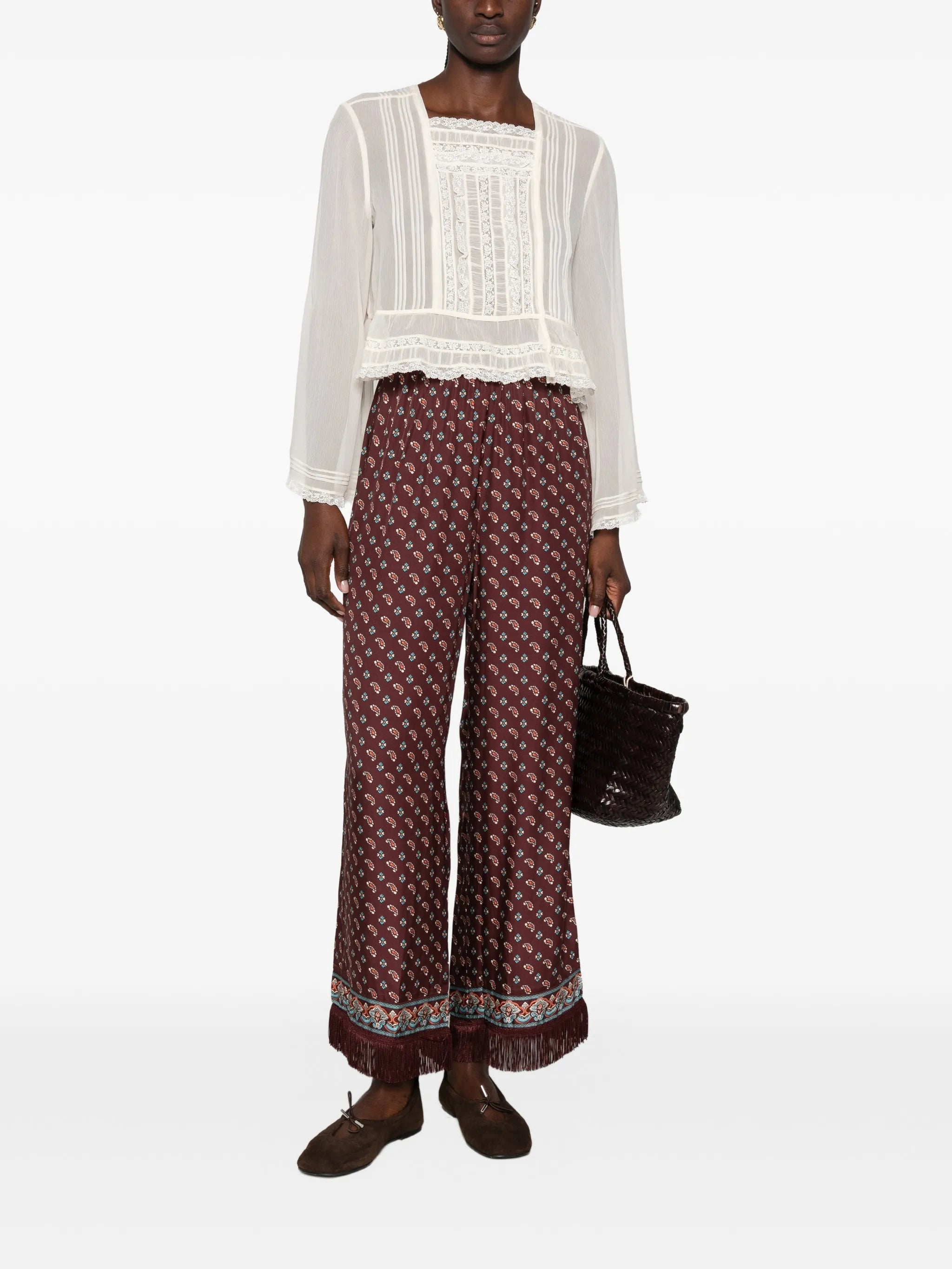 Elodine lace-trim blouse